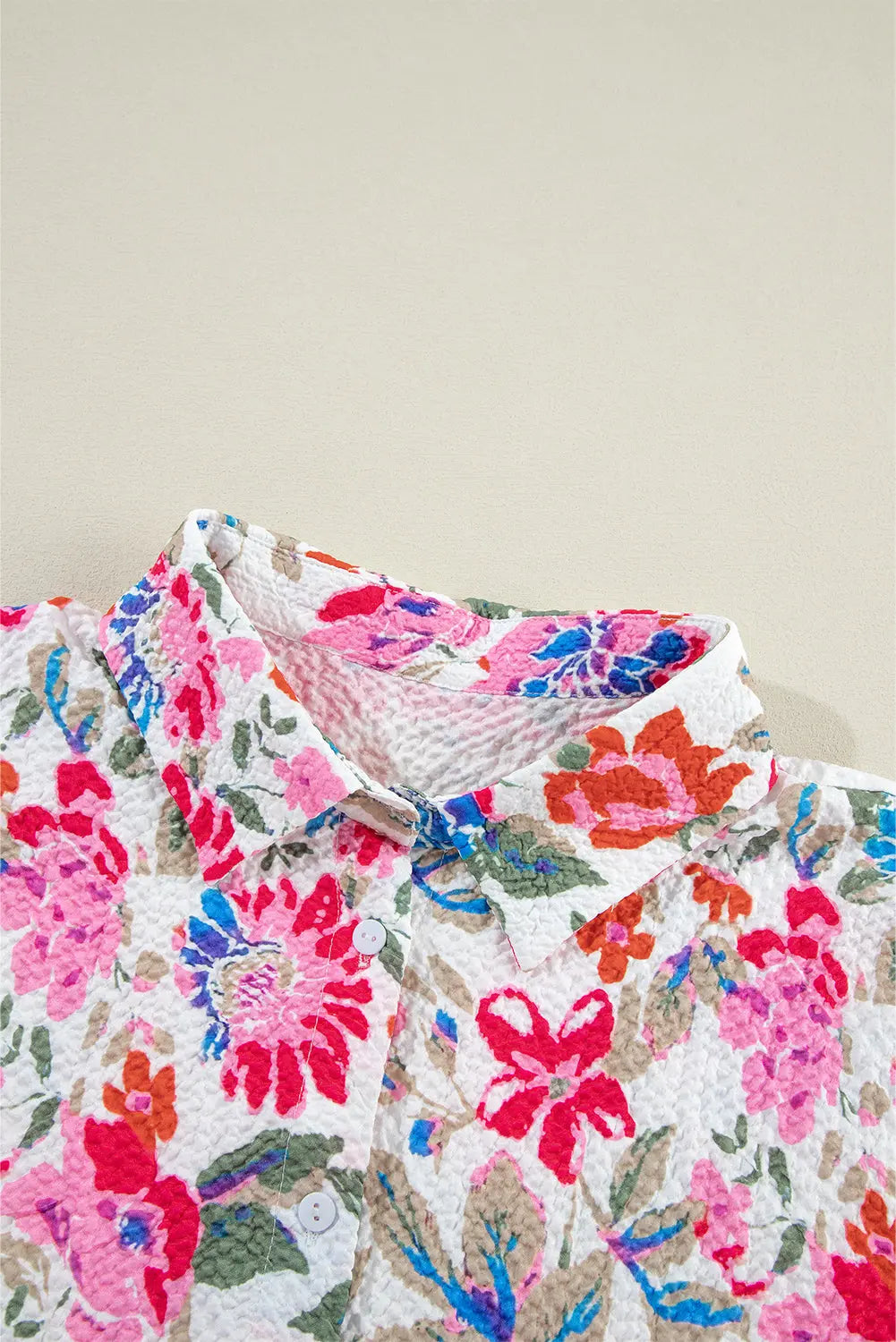 Red Floral Print Slim Fit Buttoned Turn Down Collar Shirt Beagle Boutique Fashion Outlet
