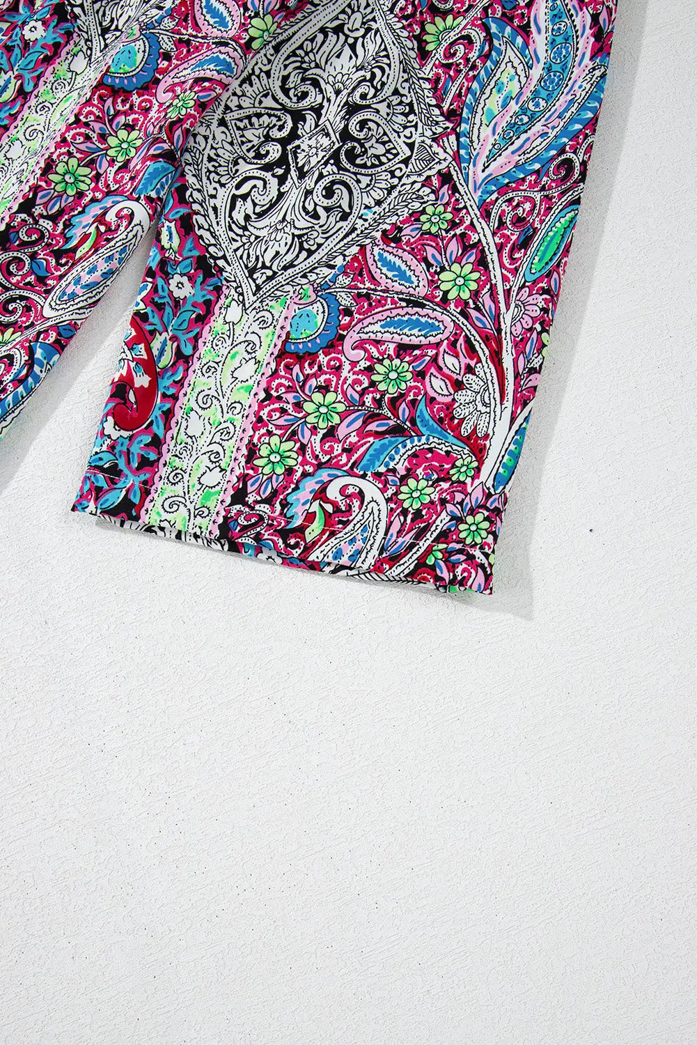 Red Paisley Print Open Front Kimono Beagle Boutique Fashion Outlet