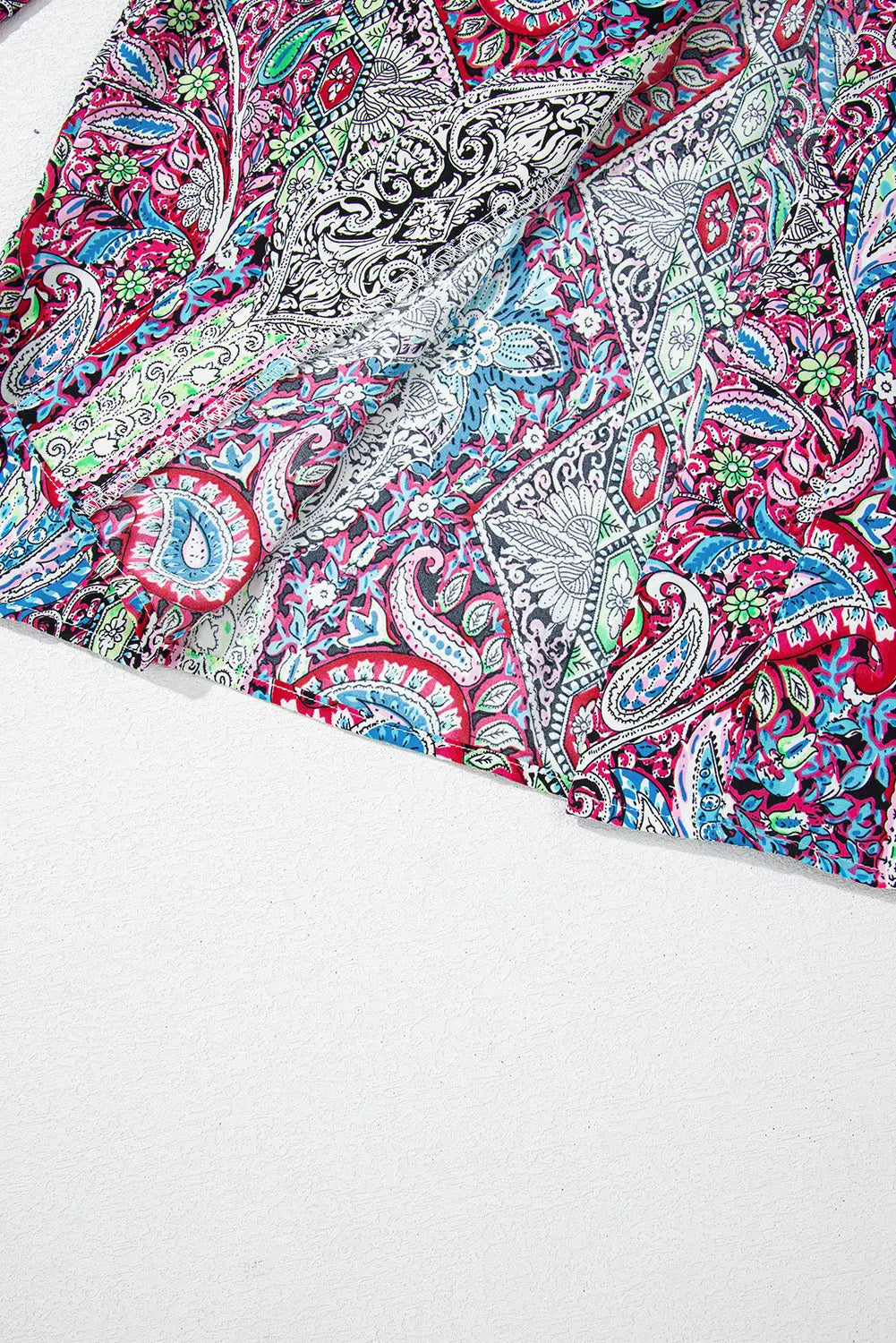 Red Paisley Print Open Front Kimono Beagle Boutique Fashion Outlet