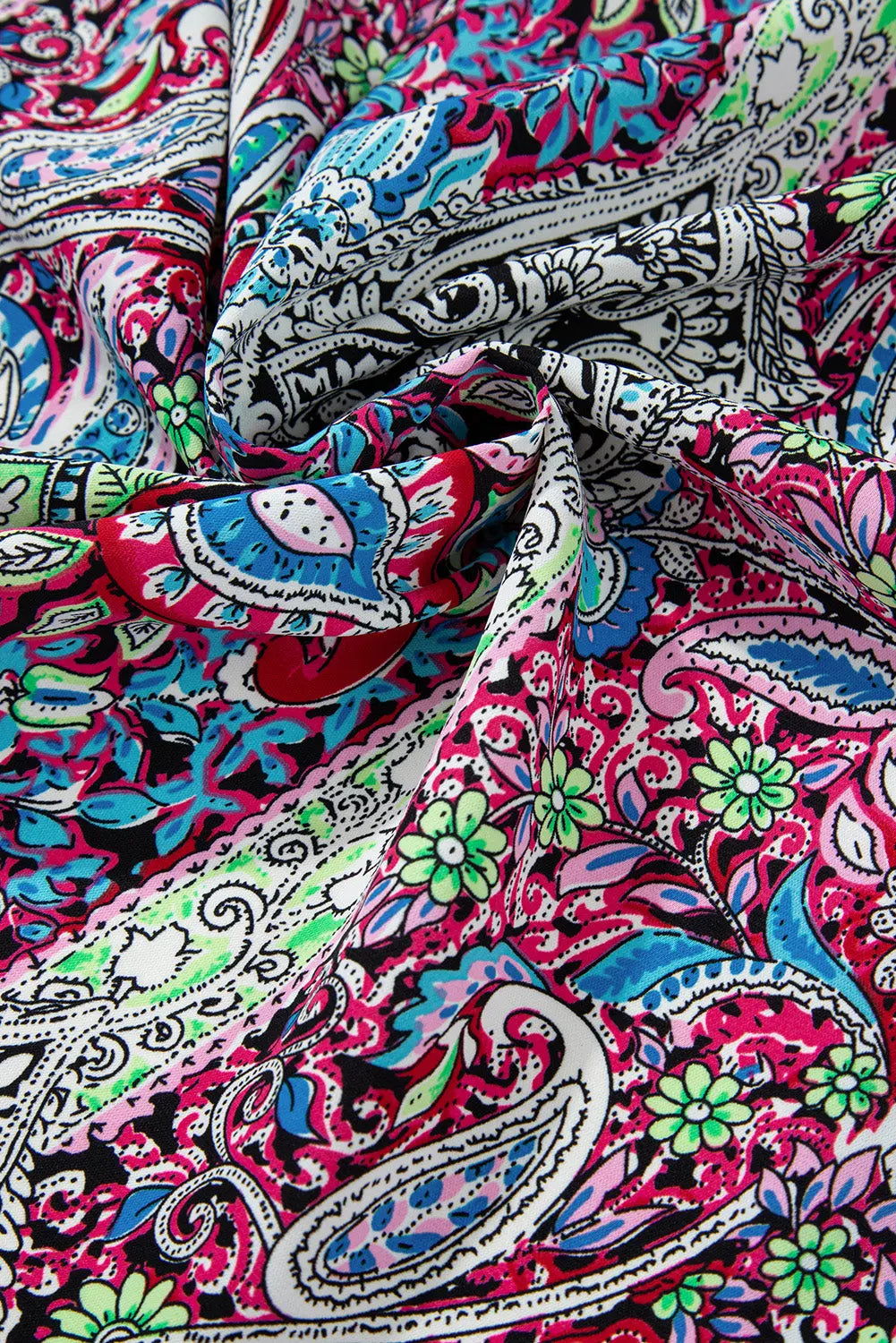 Red Paisley Print Open Front Kimono Beagle Boutique Fashion Outlet