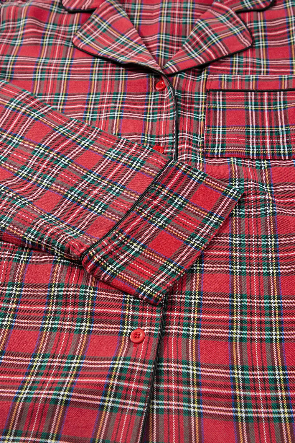 Red Plaid Printed Shirt and Trousers Plus Size Lounge Set Beagle Boutique Fashion Outlet