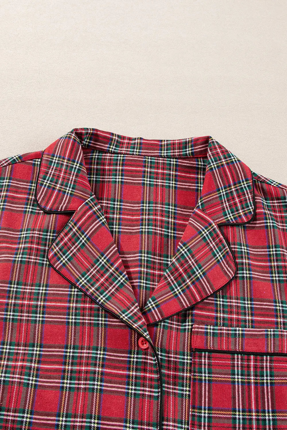 Red Plaid Printed Shirt and Trousers Plus Size Lounge Set Beagle Boutique Fashion Outlet