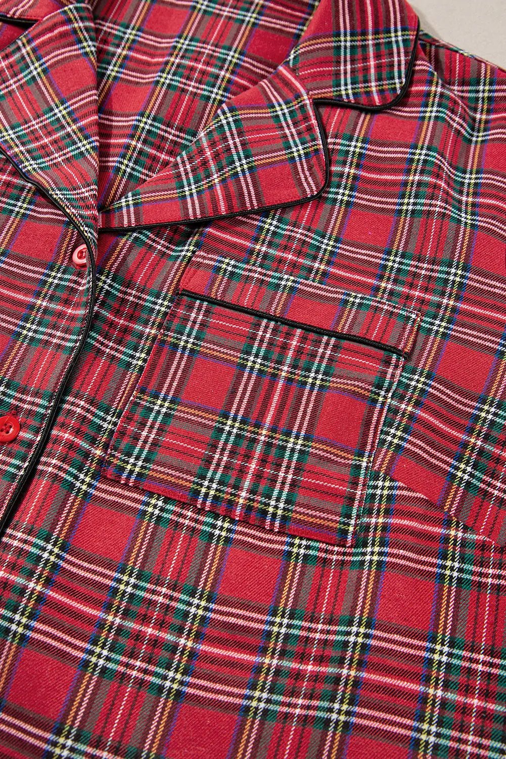 Red Plaid Printed Shirt and Trousers Plus Size Lounge Set Beagle Boutique Fashion Outlet
