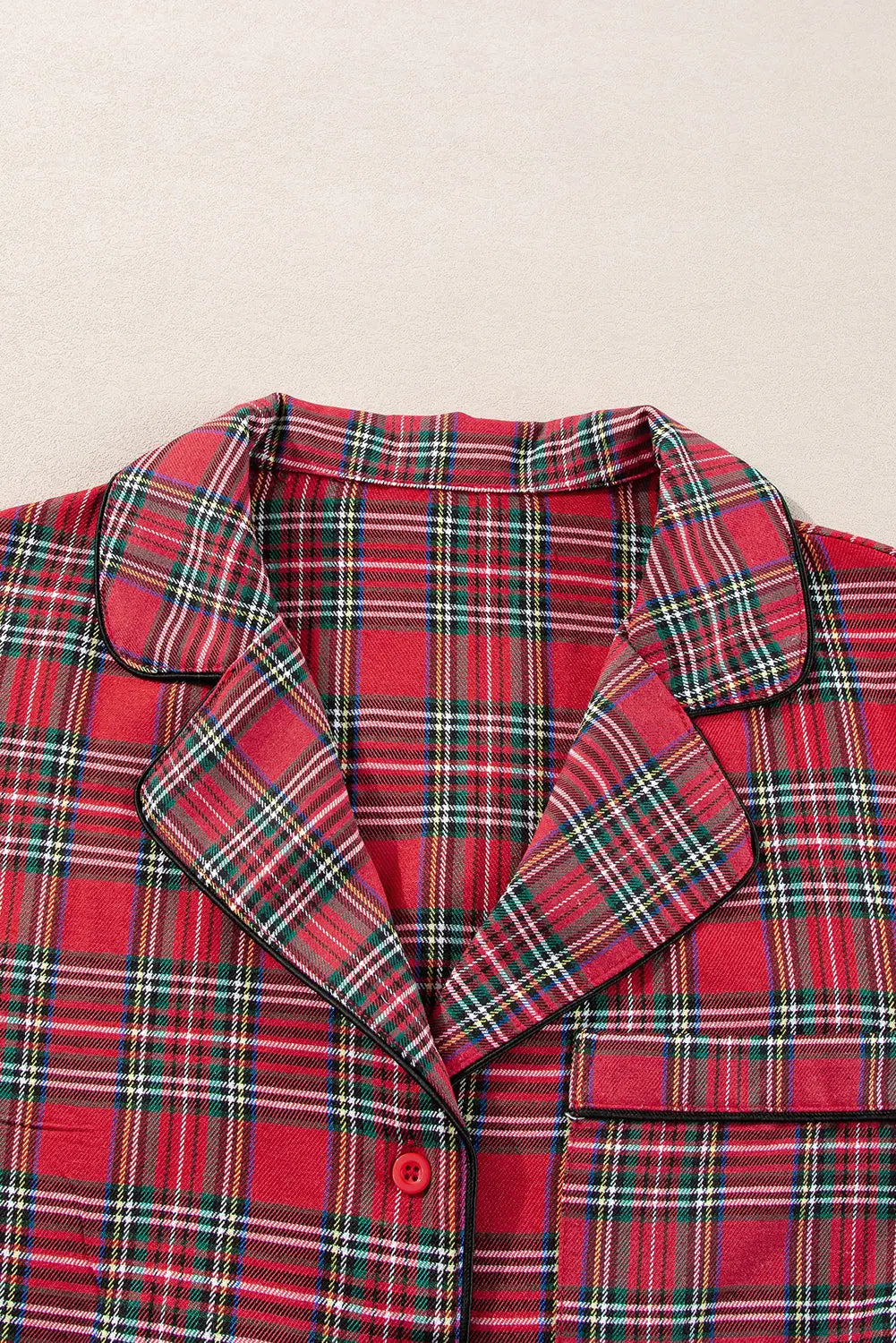 Red Plaid Printed Shirt and Trousers Plus Size Lounge Set Beagle Boutique Fashion Outlet