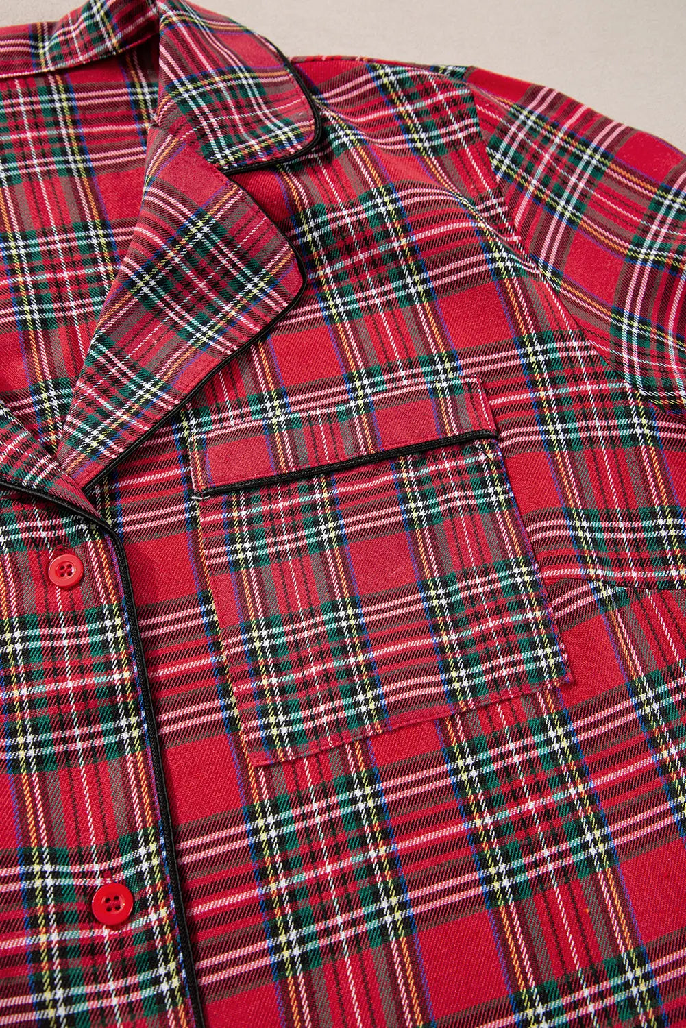 Red Plaid Printed Shirt and Trousers Plus Size Lounge Set Beagle Boutique Fashion Outlet