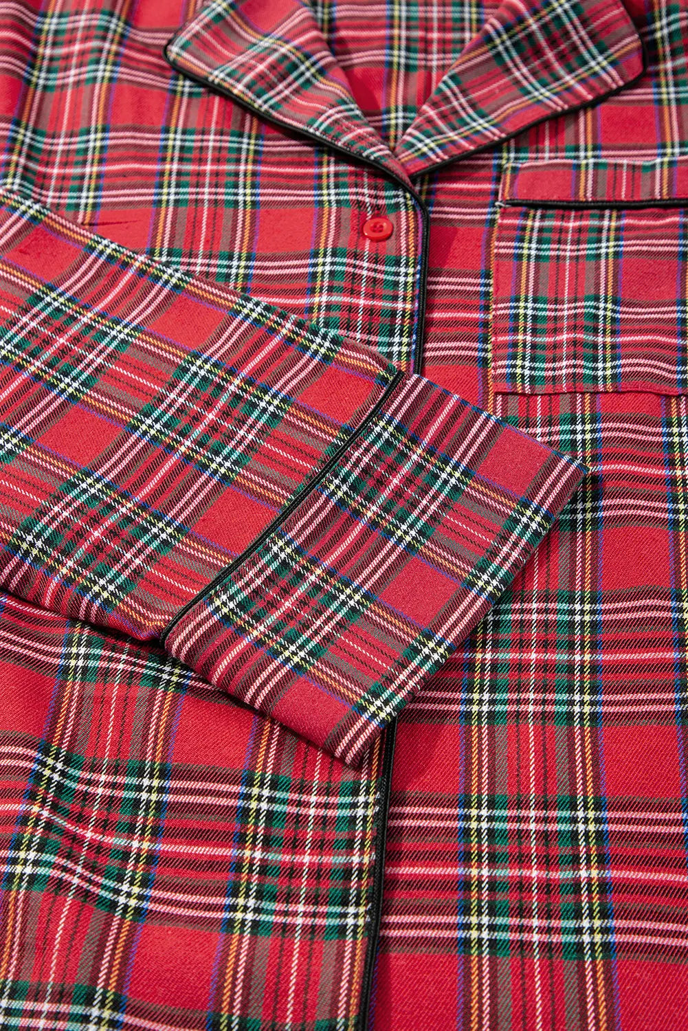 Red Plaid Printed Shirt and Trousers Plus Size Lounge Set Beagle Boutique Fashion Outlet