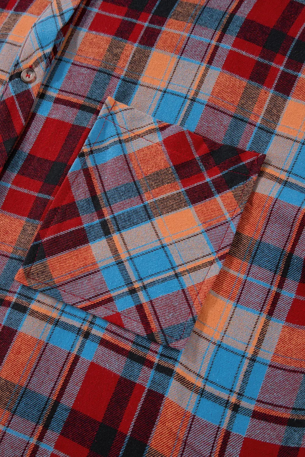 Red Plus Size Plaid Print Buttoned Shirt - eAura