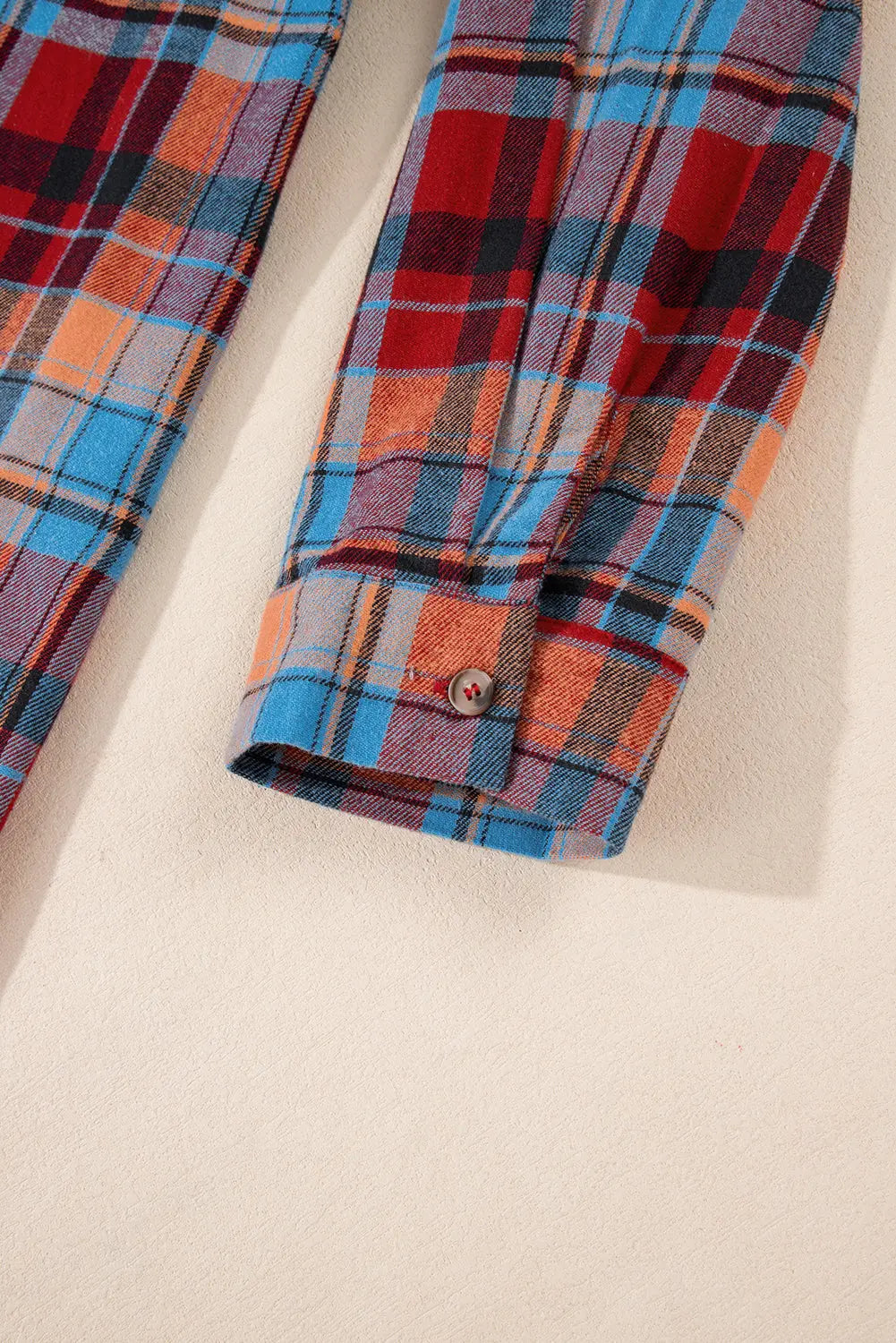 Red Plus Size Plaid Print Buttoned Shirt - eAura