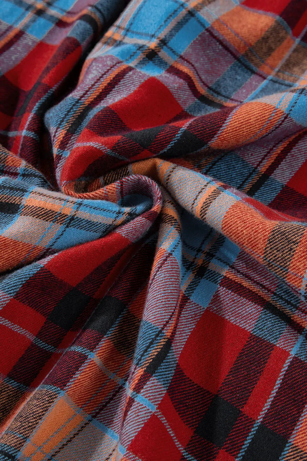 Red Plus Size Plaid Print Buttoned Shirt - eAura