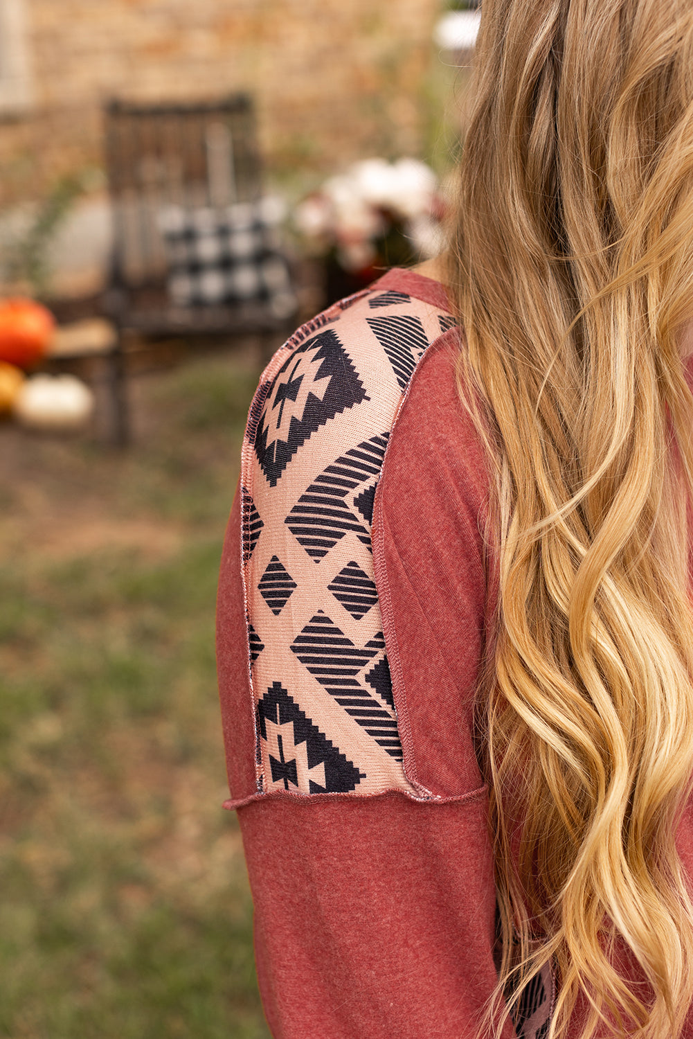 Redwood Burl Aztec Patchwork Drop Shoulder Plus Size High Low Sweatshirt - eAura