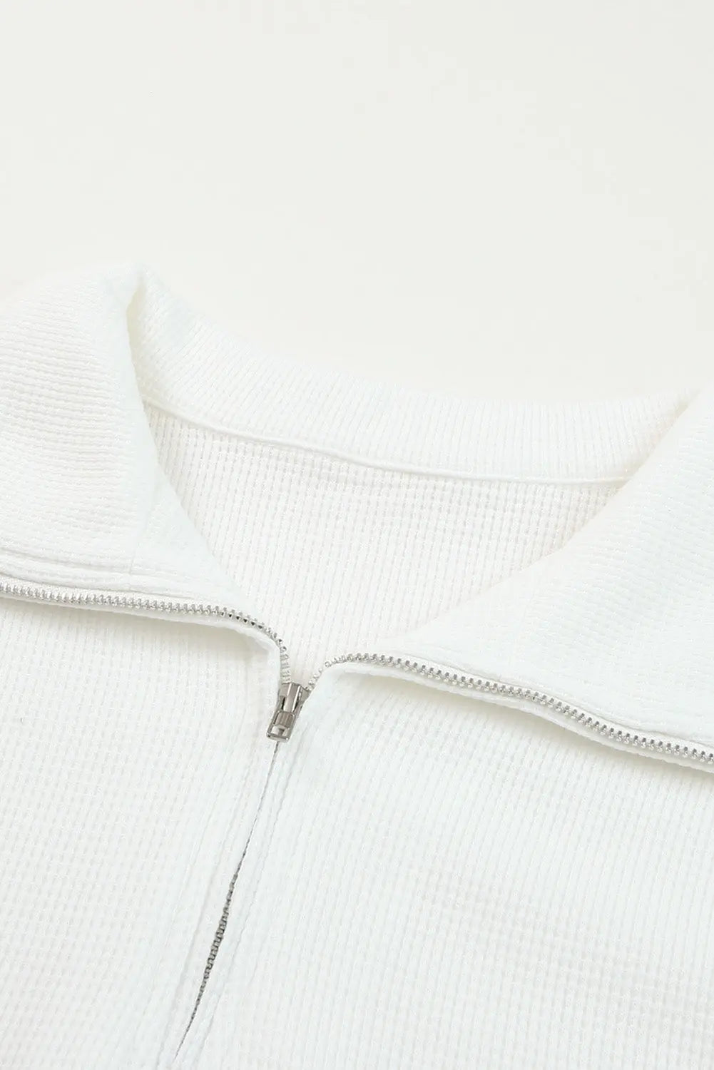 Ribbed Zipper Sweatshirt and High Waist Shorts Set eAura