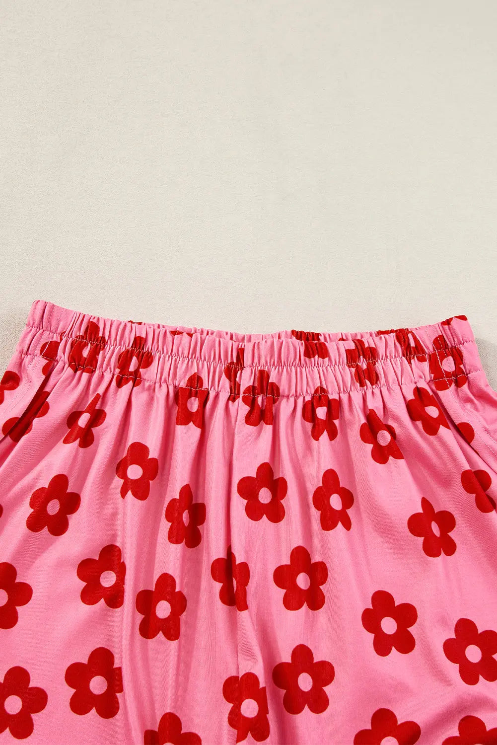 Rose Floral Print Crop Tee and Shorts Lounge Set eAura