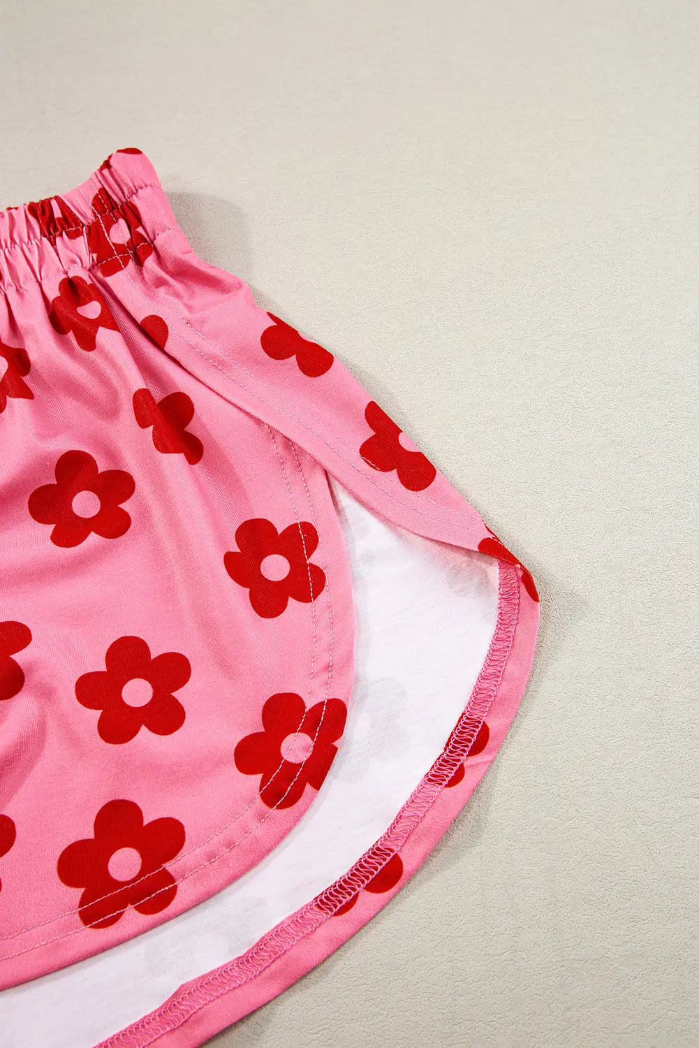 Rose Floral Print Crop Tee and Shorts Lounge Set eAura