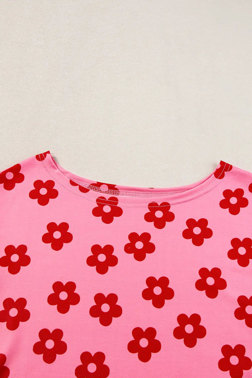 Rose Floral Print Crop Tee and Shorts Lounge Set eAura