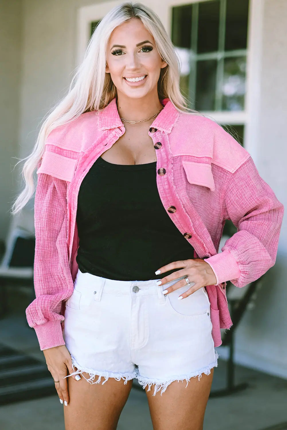 Rose Mineral Washed Cotton Shacket - eAura