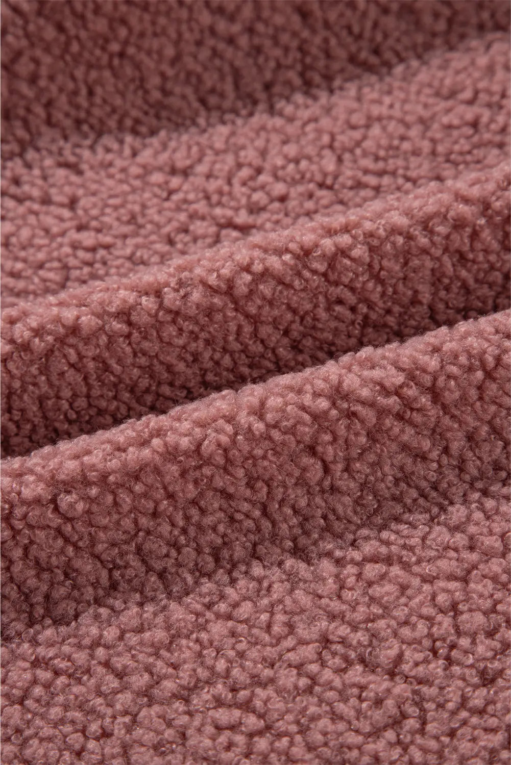 Rose Pink Sherpa Patchwork Lace Elastic Cuff Zip Up Jacket - eAura