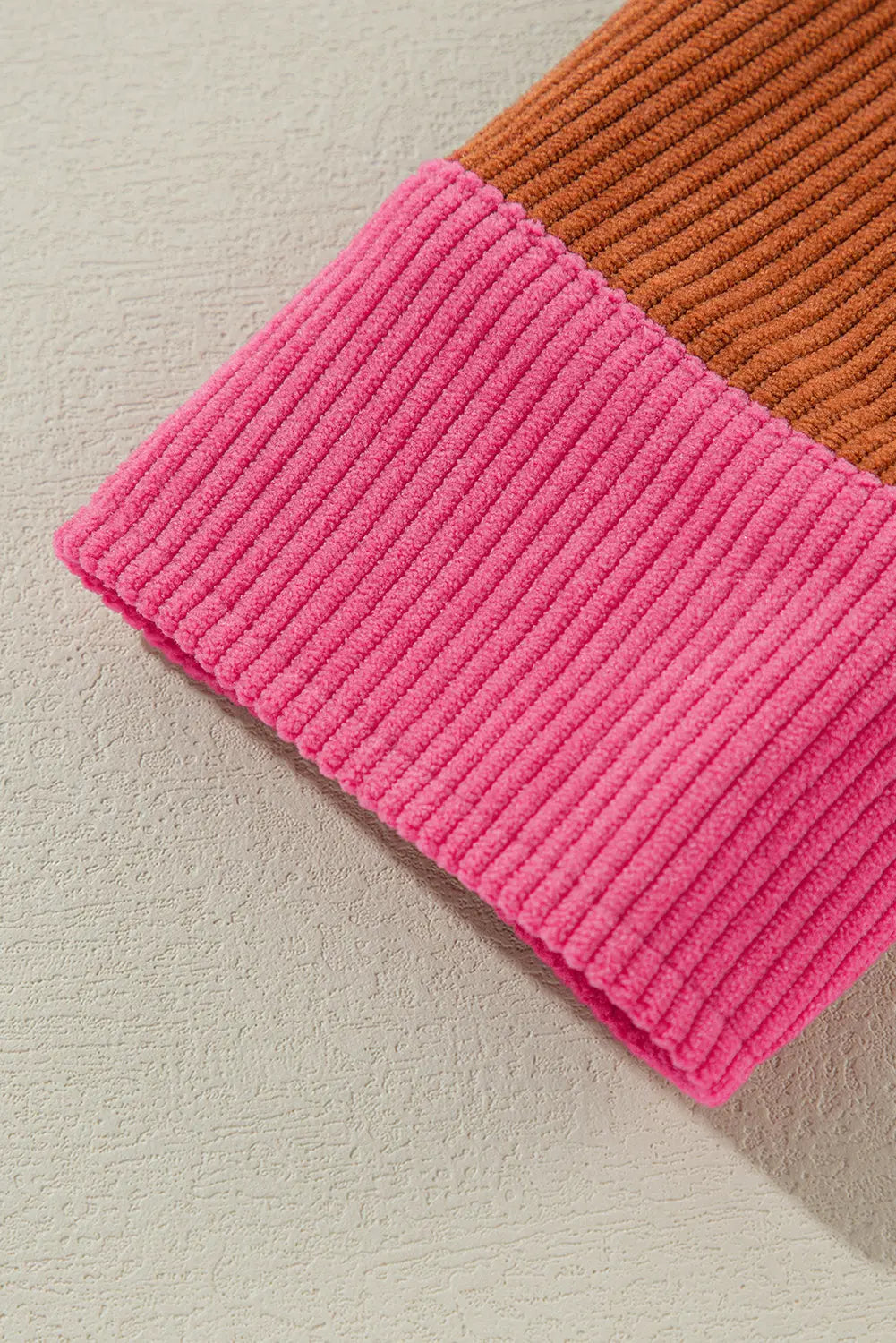 Rose Red Colourblock Curved Hem Corduroy Shacket with Pocket - eAura