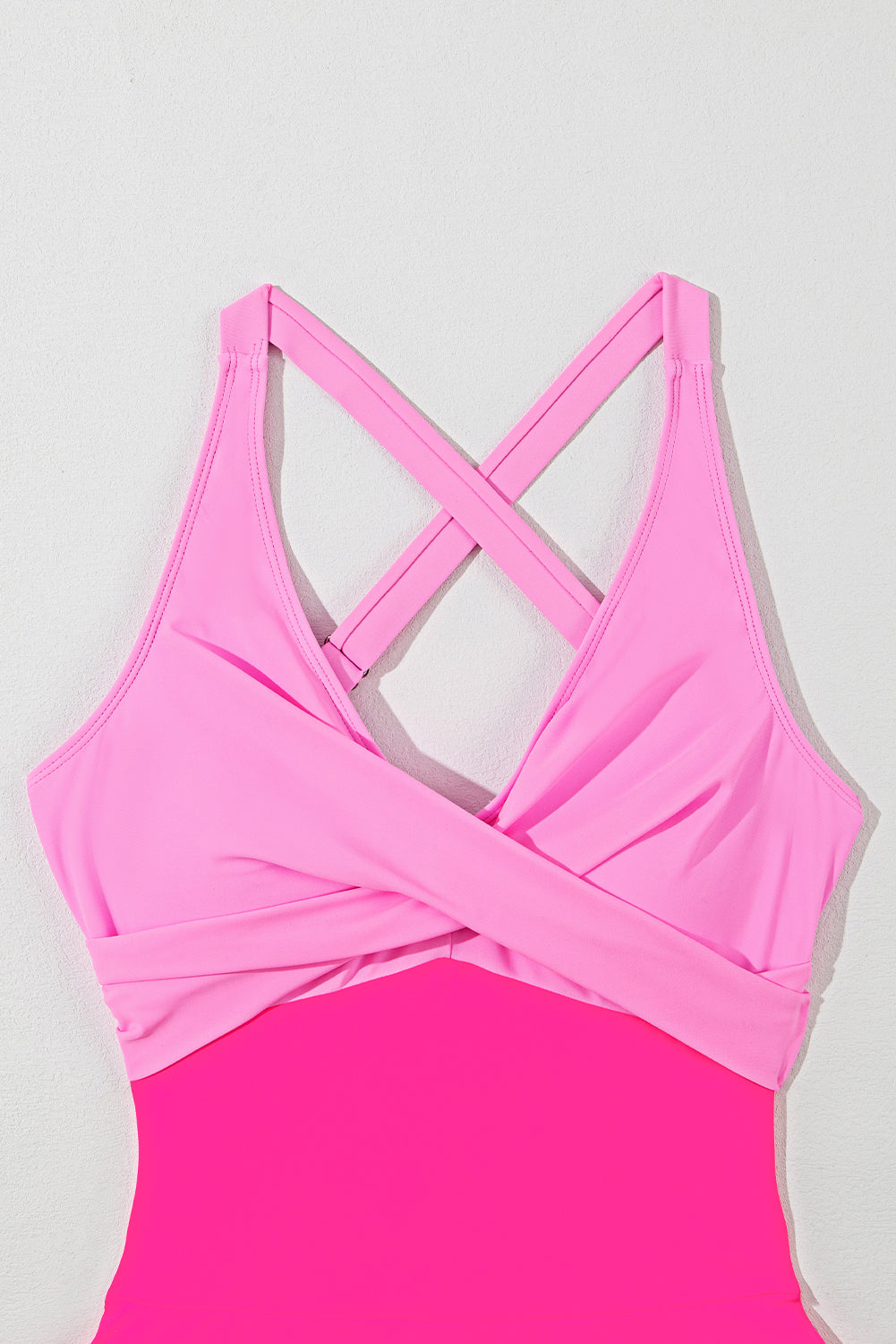 Rose Red Crisscross Straps Tie Back Flared One Piece Swimsuit - Swimwear/Swim Dresses