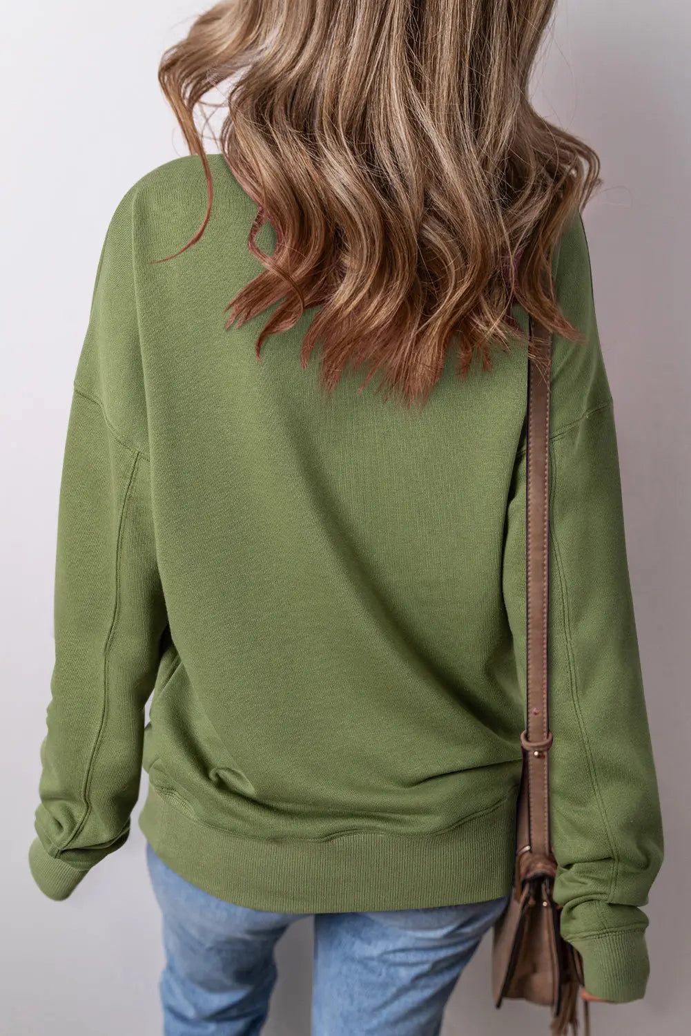Rose Red Drop Shoulder Crisscross Stitching Pocketed Loose Sweatshirt Beagle Boutique Fashion Outlet