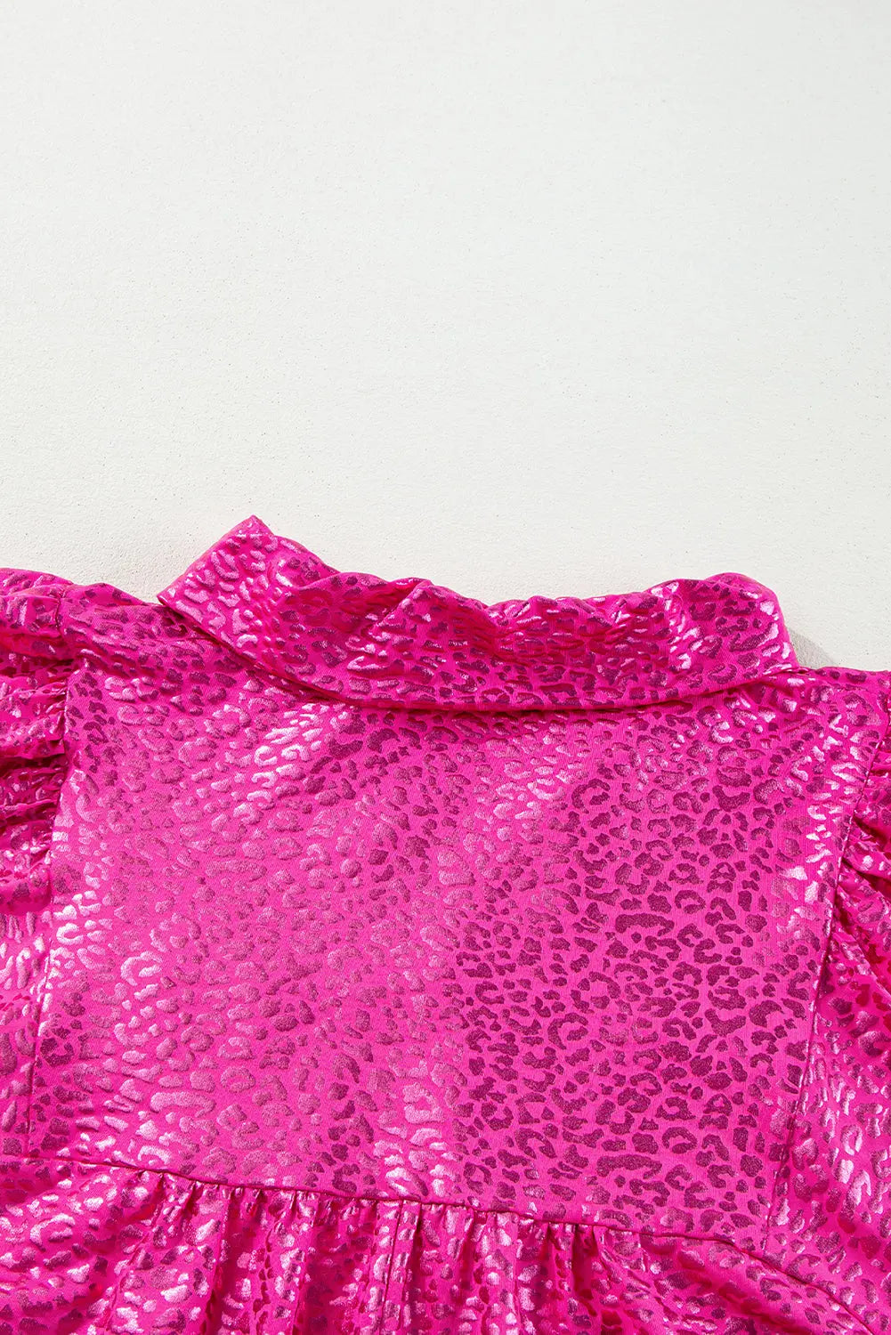 Rose Red Metallic Leopard Print Collared Babydoll Mini Dress - eAura