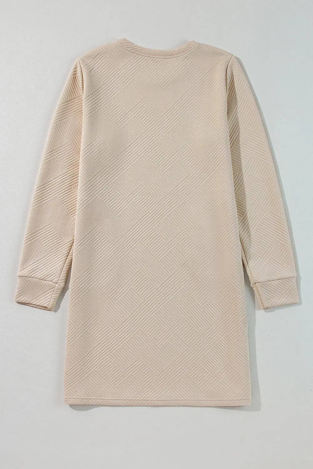Rose Red Solid Colour Textured Long Sleeve Shift Dress Beagle Boutique Fashion Outlet