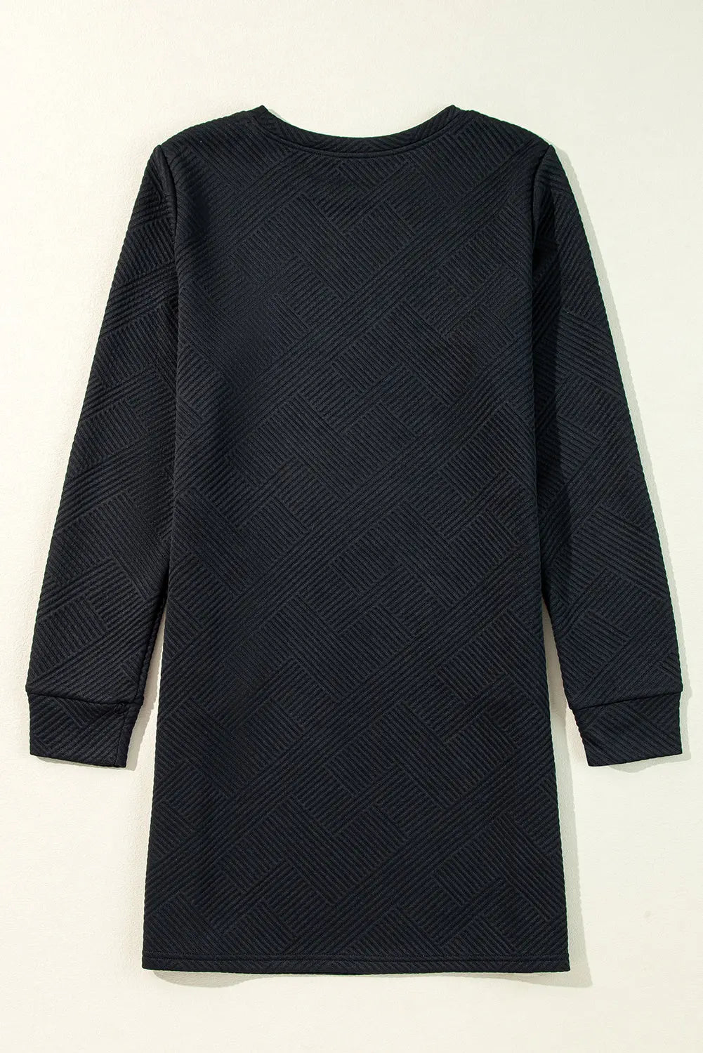 Rose Red Solid Colour Textured Long Sleeve Shift Dress Beagle Boutique Fashion Outlet