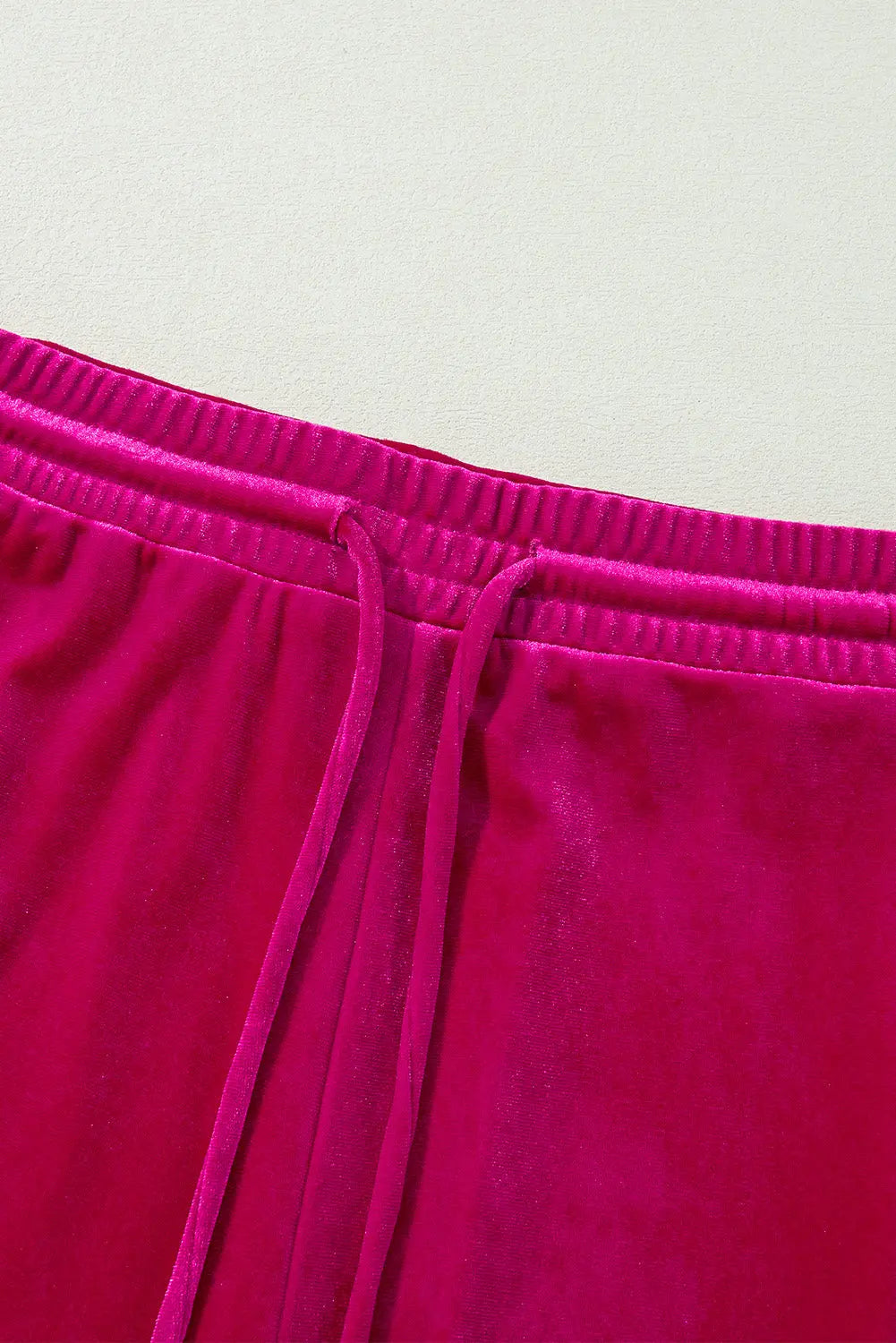 Rose Red Solid Velvet Ruffled Two Piece Trousers Set Beagle Boutique Fashion Outlet
