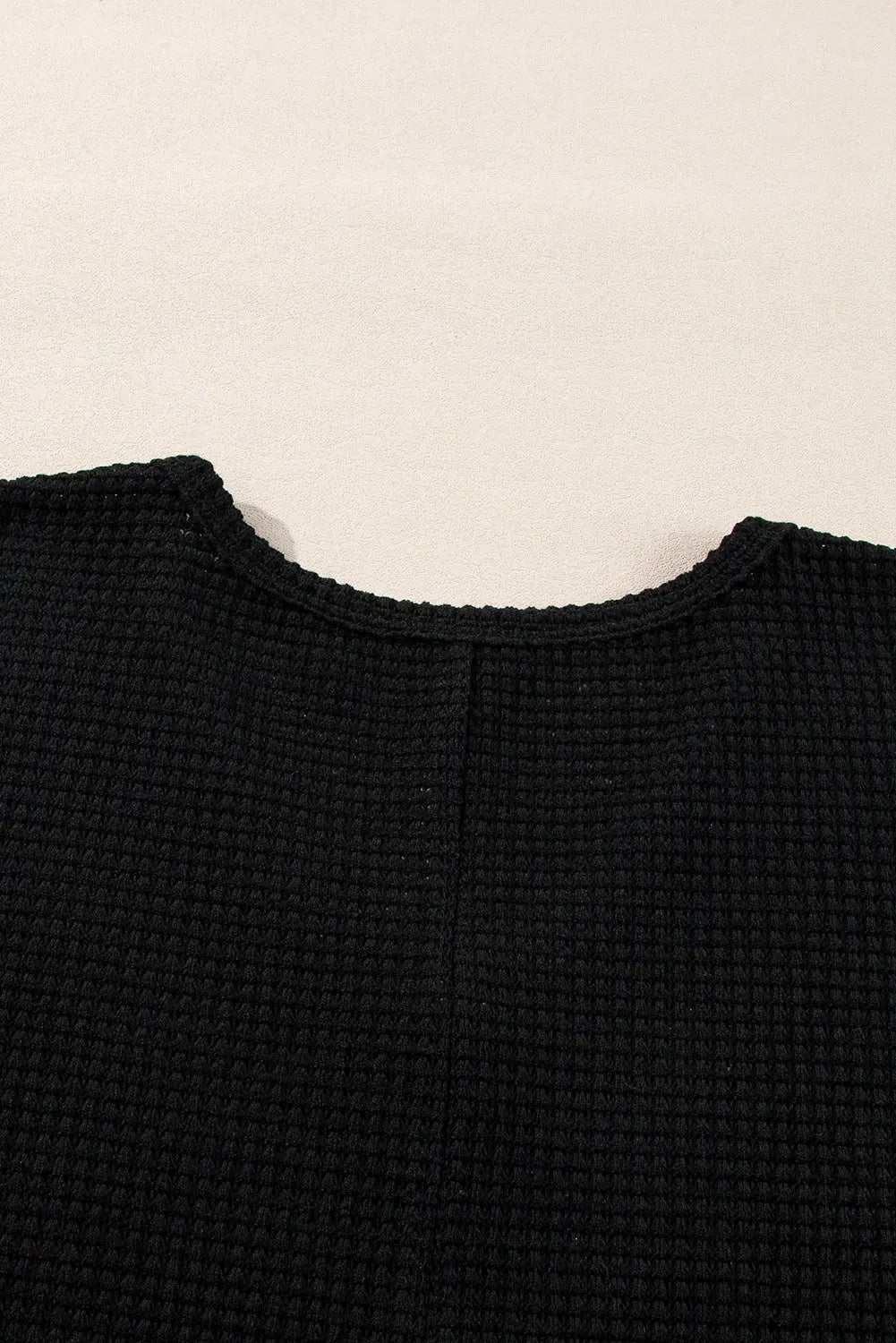 Rose Red Waffle Knit Side Slits Loose Fit V Neck Top eAura
