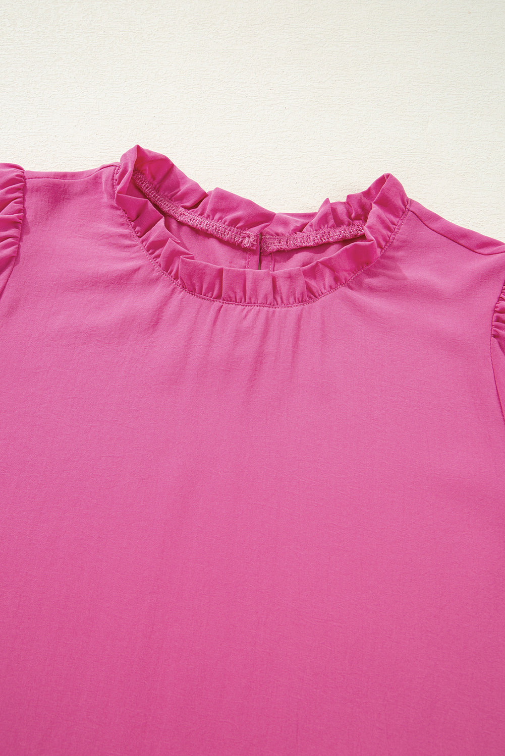 Rose Solid Colour Smocked Puff Sleeve Blouse - eAura