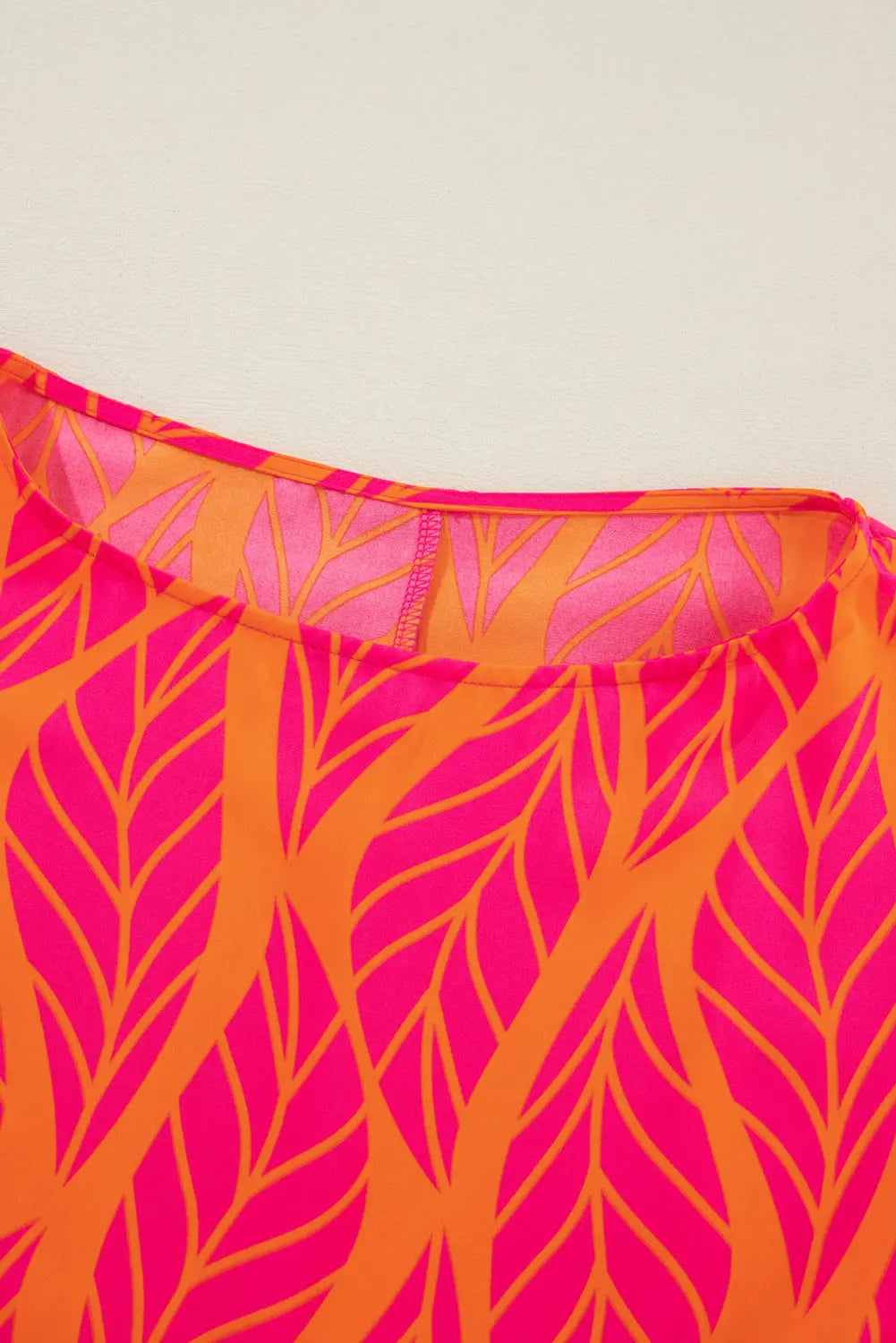 Rose Tropical Leaf Print Smocked Puff Sleeve Blouse Beagle Boutique Fashion Outlet