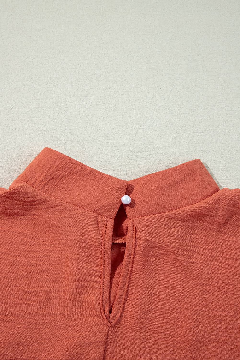 Russet Orange Swiss Dot Balloon Sleeve Loose Blouse - BB Fashion Outlet