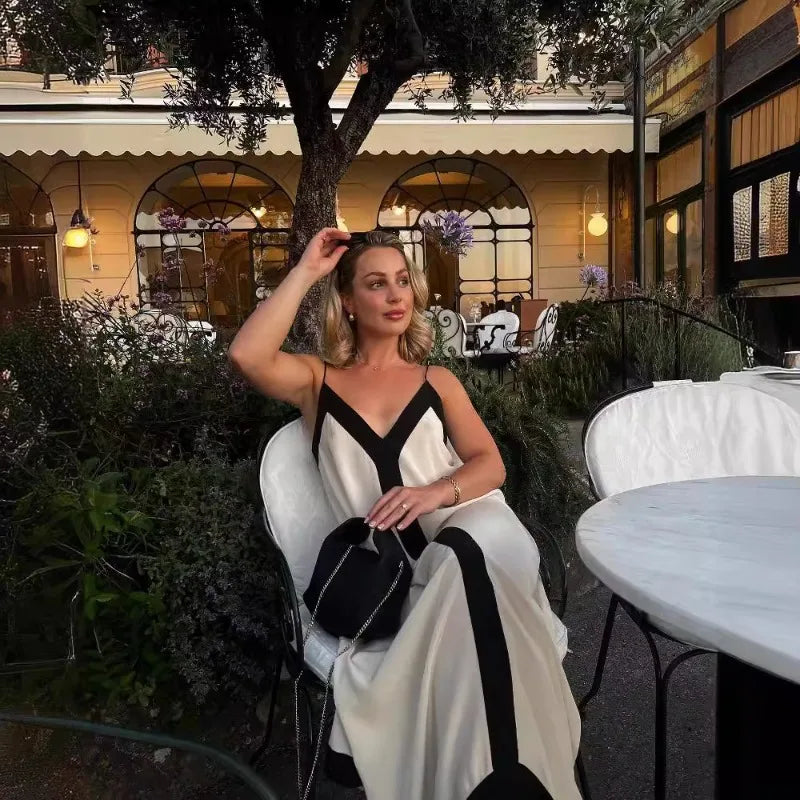 Spaghetti Strap Maxi Dress Women V-Neck Backless eprolo