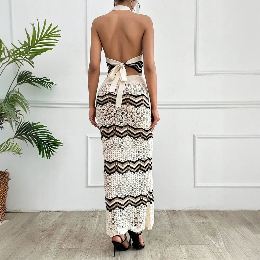 Knit Maxi Skirt and Crop Top 2pc Co-ord Set eprolo