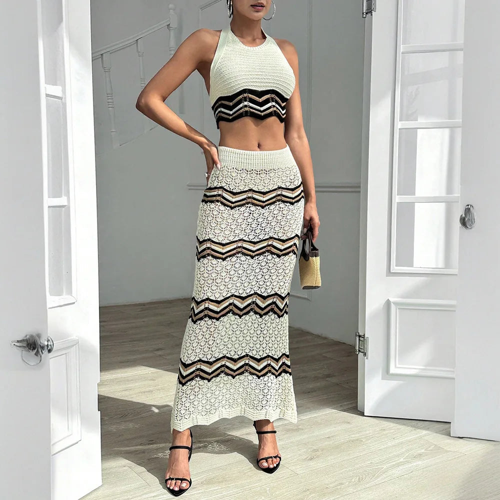 Knit Maxi Skirt and Crop Top 2pc Co-ord Set eprolo