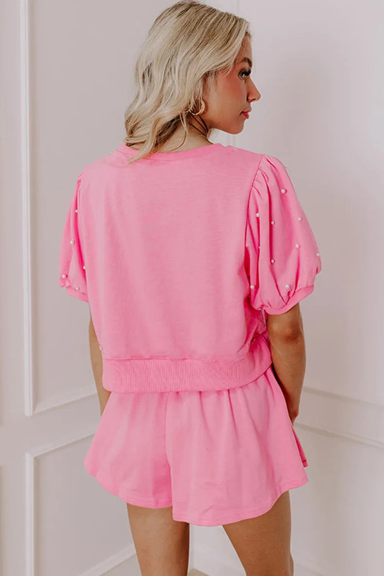 Skort and Short Sleeve Top Co-ord Set Pearl Stitching eprolo
