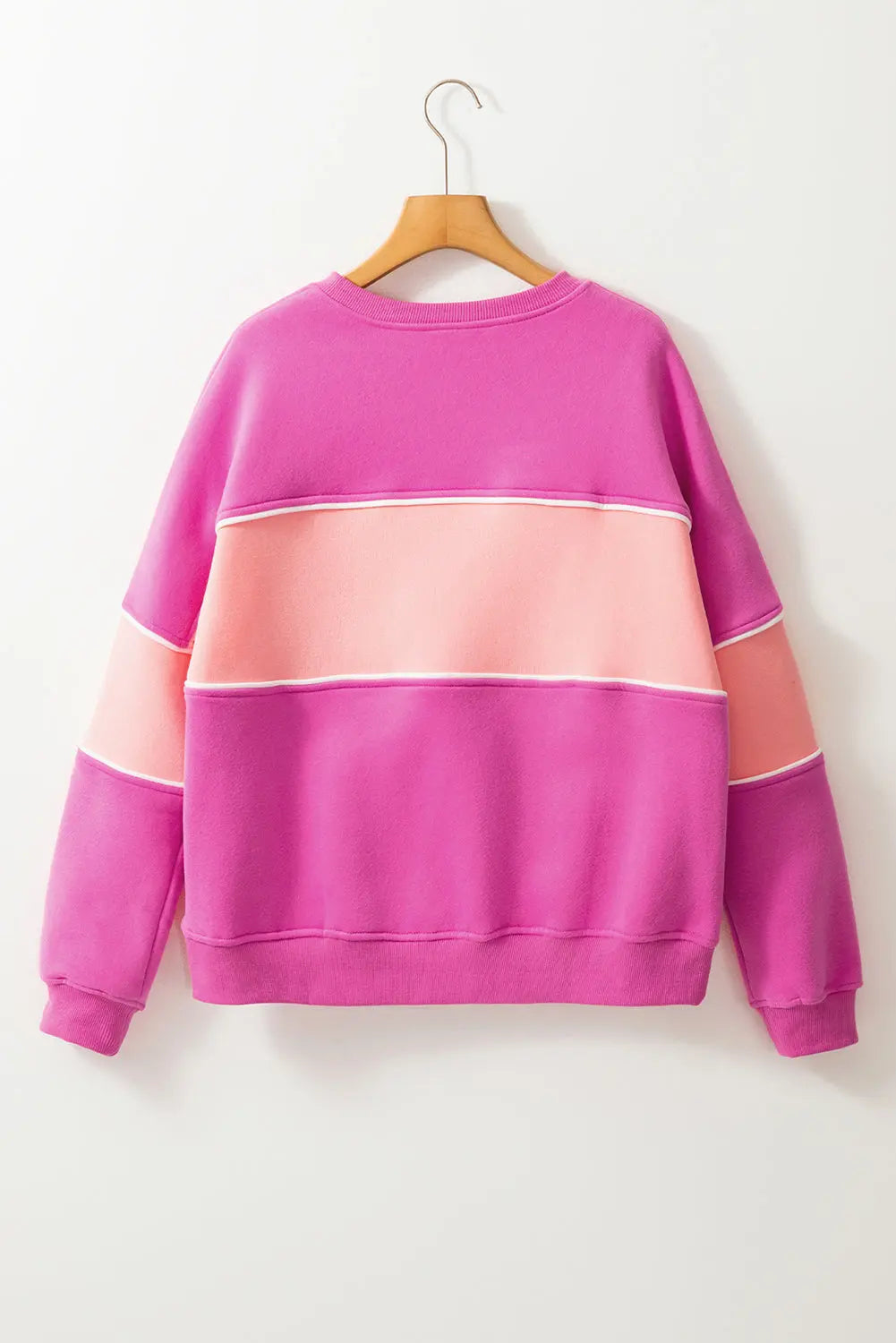 Sachet Pink Colourblock Patchwork Drop Shoulder Ribbed Trim Sweatshirt Beagle Boutique Fashion Outlet