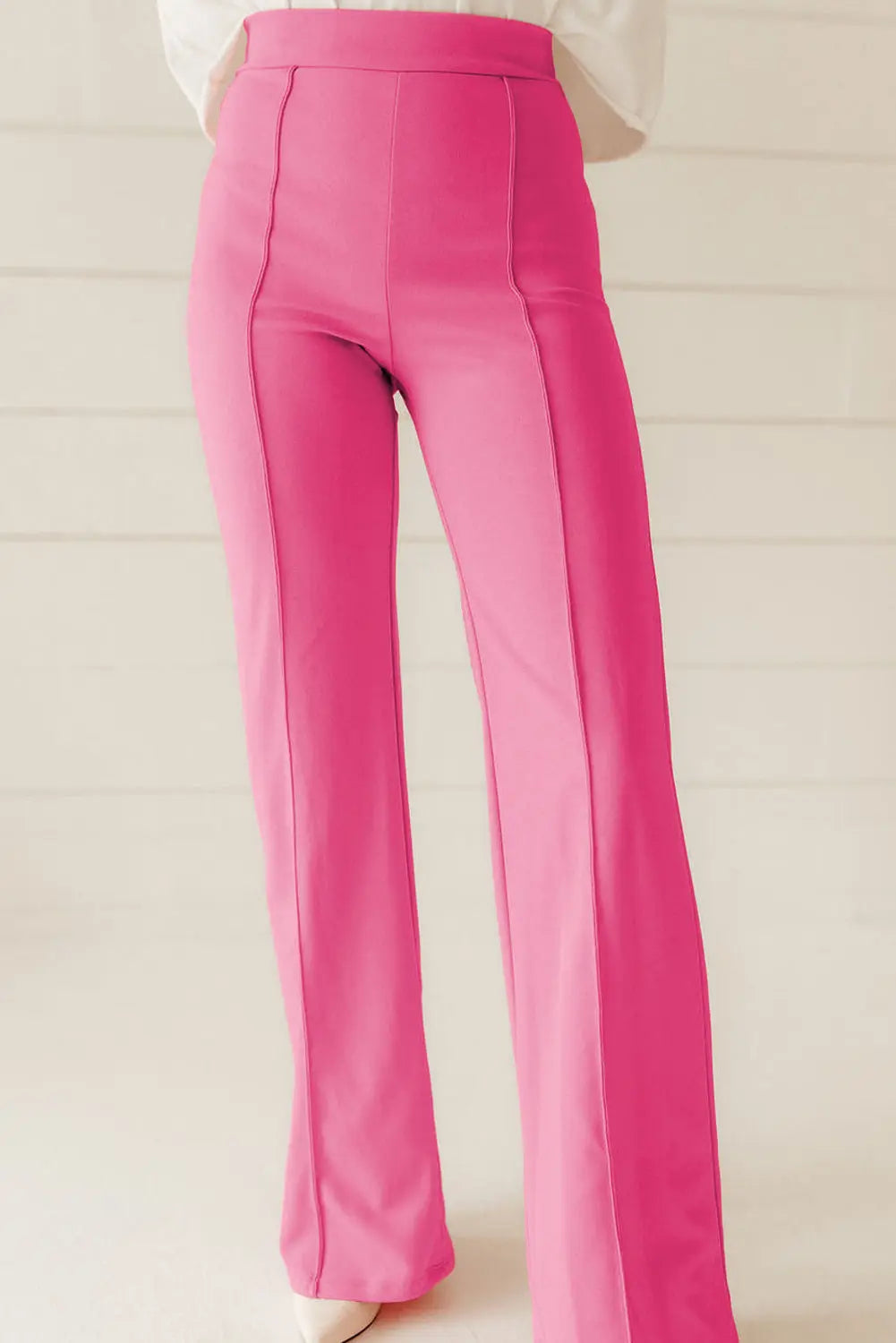 Sachet Pink High Waist Central Seam Flared Trousers Beagle Boutique Fashion Outlet