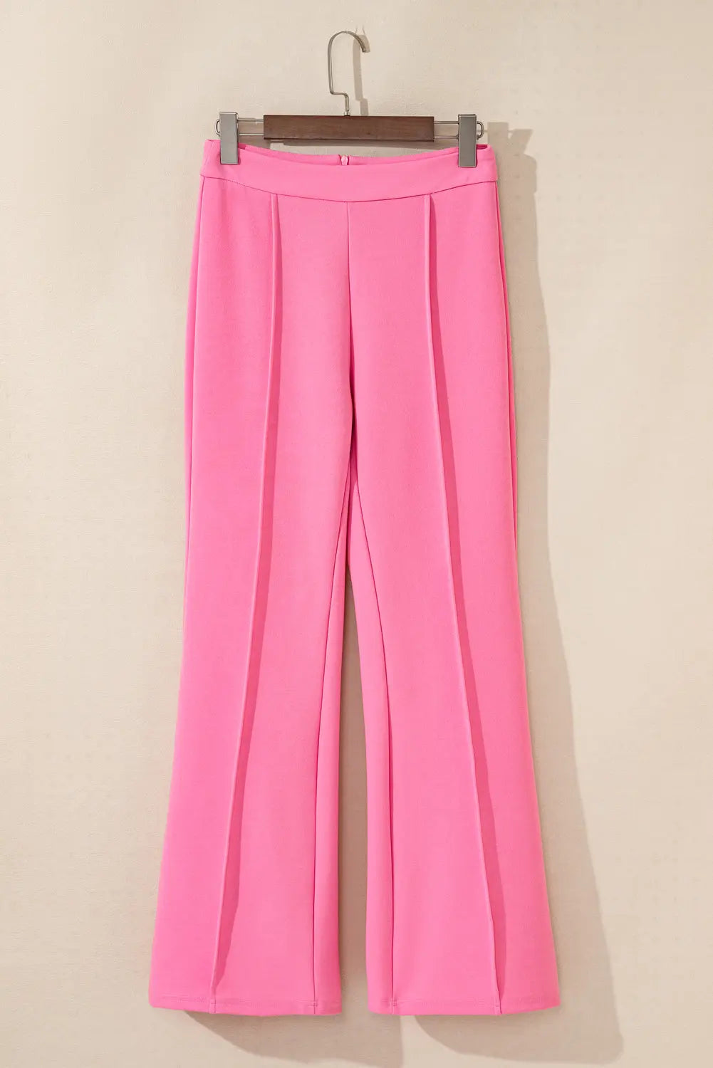 Sachet Pink High Waist Central Seam Flared Trousers Beagle Boutique Fashion Outlet