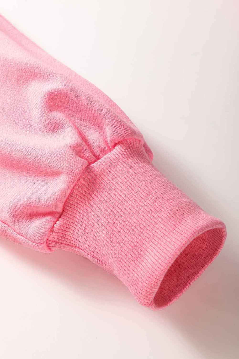 Sachet Pink Solid Colour Patchwork Pullover Top and Cargo Trousers Set - Two Piece Sets/Pant Sets