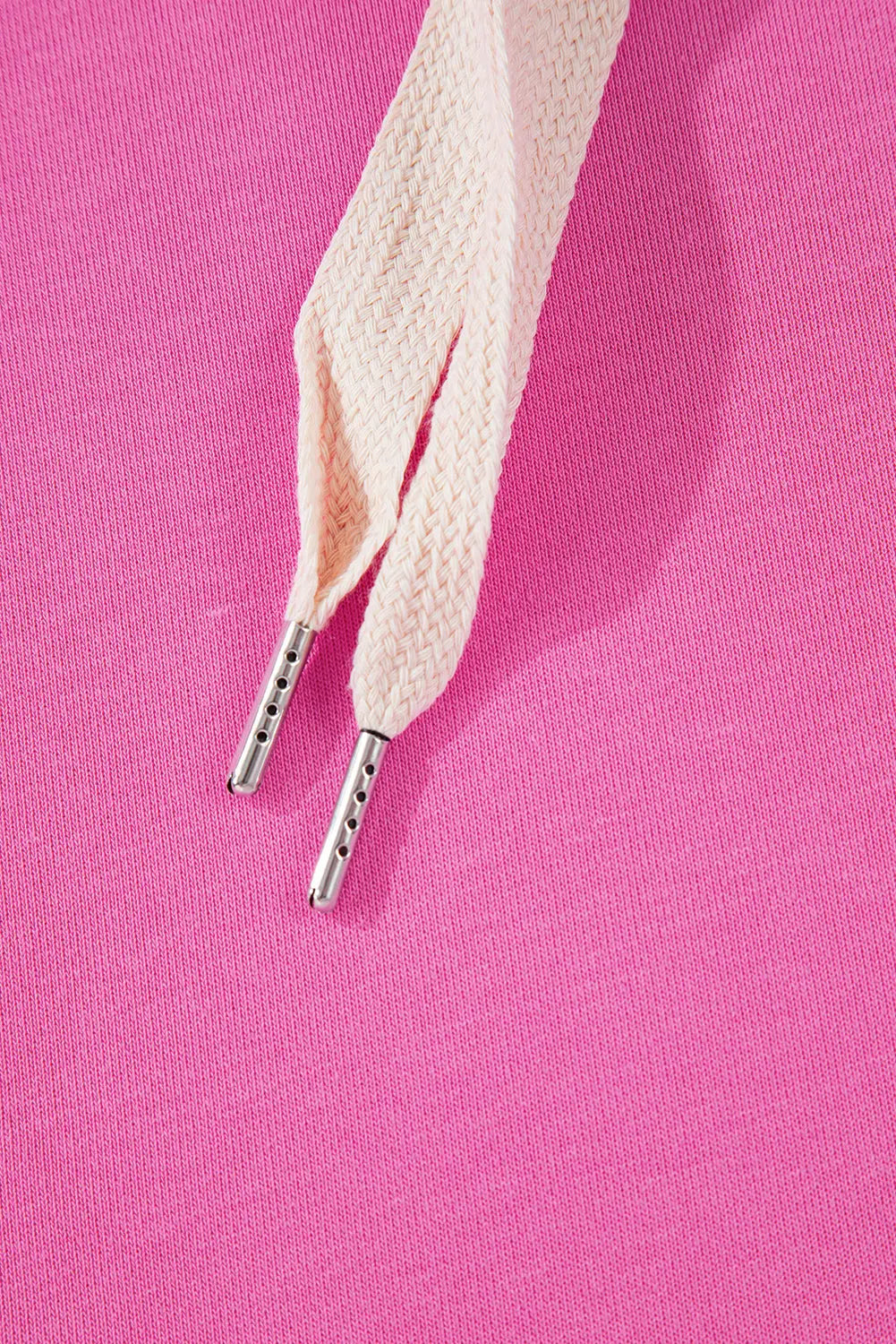 Sachet Pink Solid Drop Shoulder Drawstring Cropped Hoodie - eAura