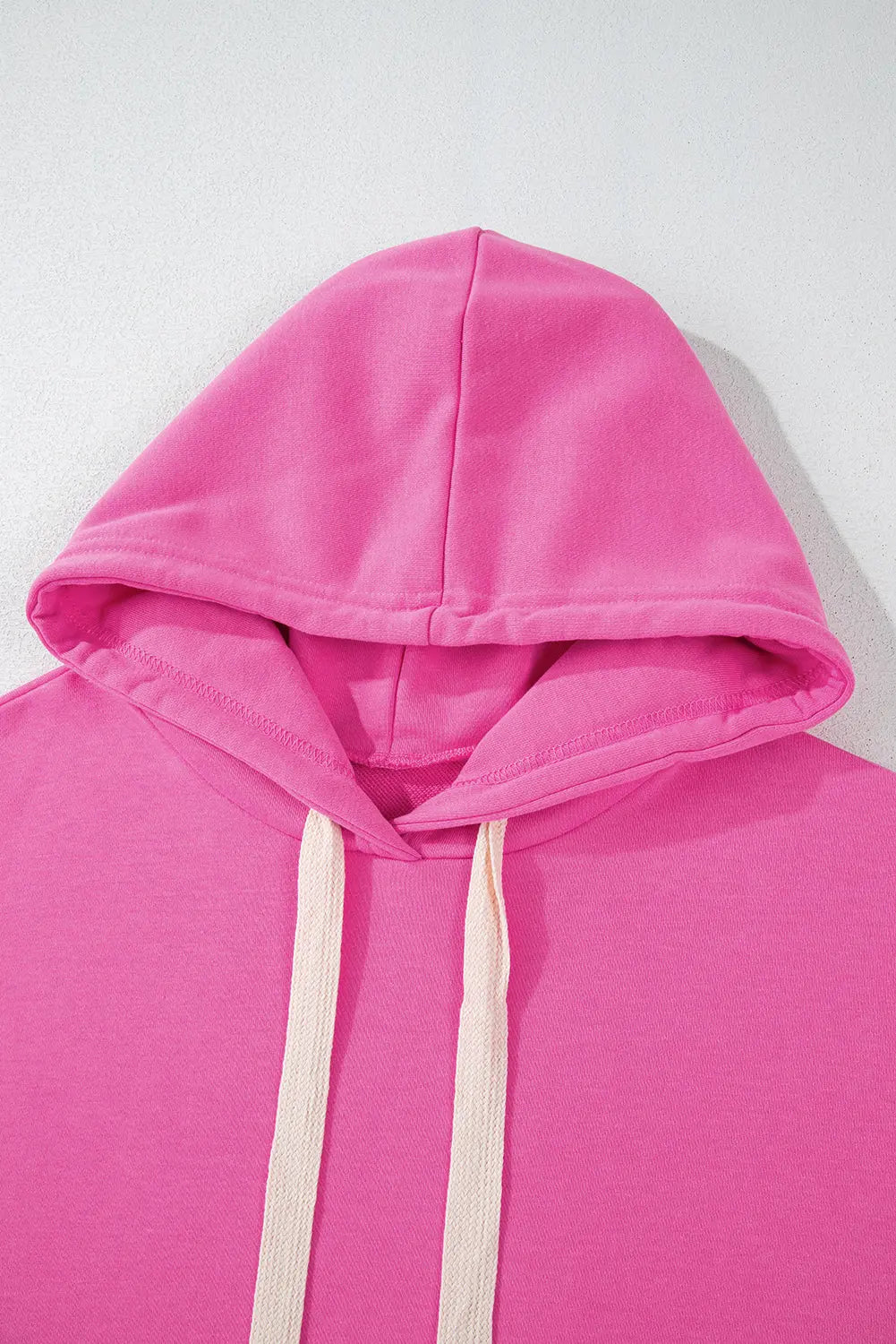 Sachet Pink Solid Drop Shoulder Drawstring Cropped Hoodie - eAura