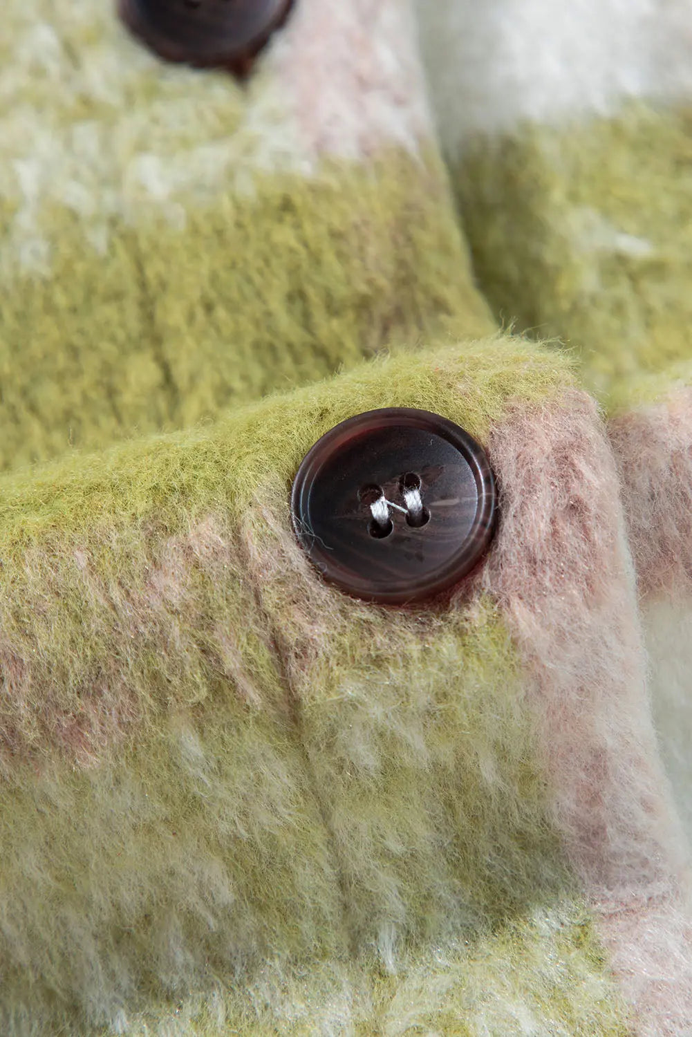 Sage Green Plaid Print Buttoned Flap Pockets Baggy Shacket eAura