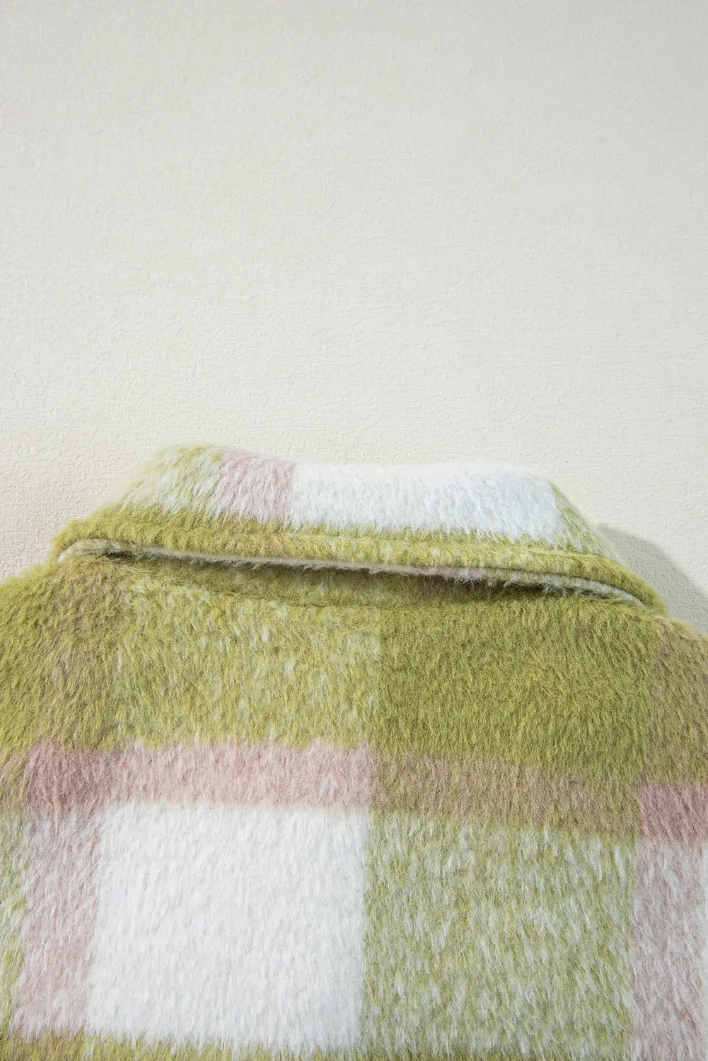 Sage Green Plaid Print Buttoned Flap Pockets Baggy Shacket eAura