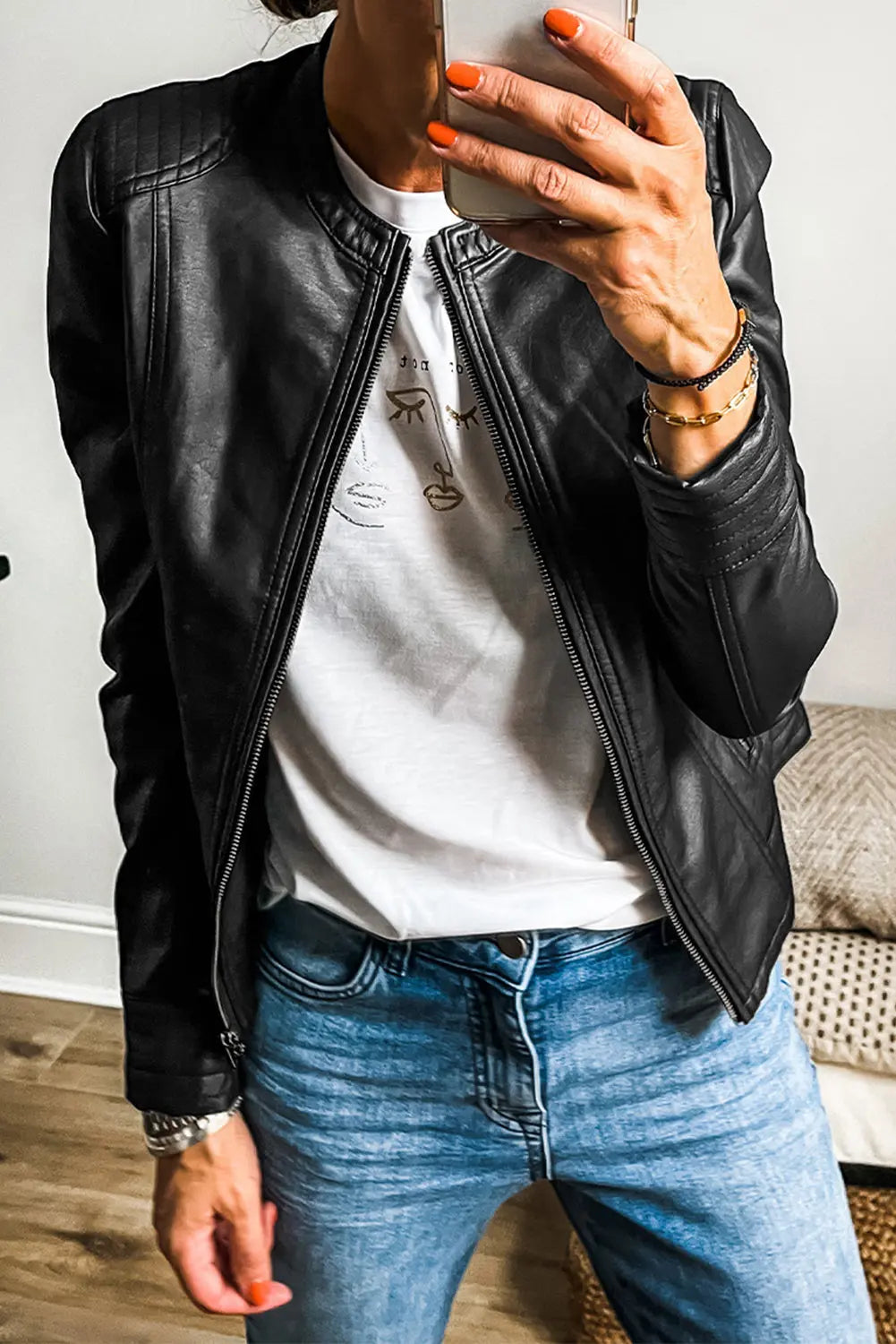 Sage Green Solid Faux Leather Zipper Slim Fit Bomber Jacket - BB Fashion Outlet