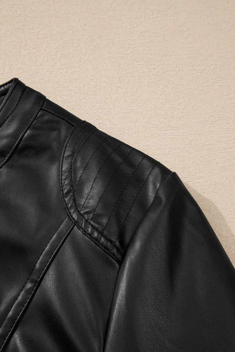 Sage Green Solid Faux Leather Zipper Slim Fit Bomber Jacket - BB Fashion Outlet