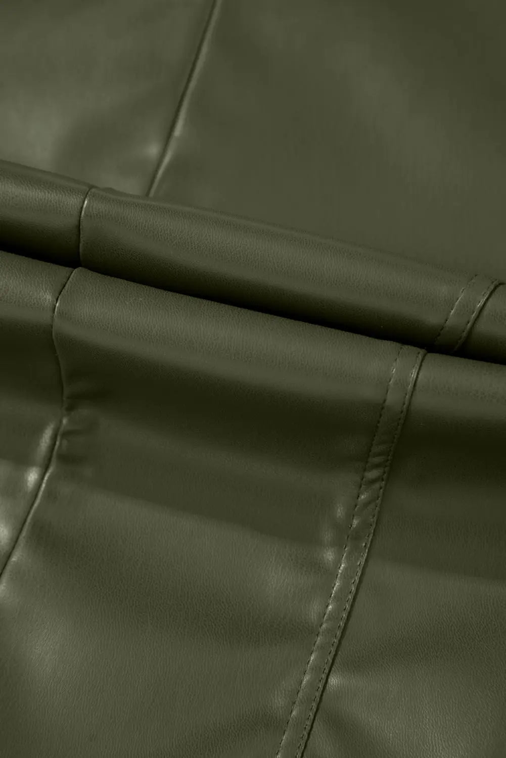 Sage Green Solid Faux Leather Zipper Slim Fit Bomber Jacket - BB Fashion Outlet
