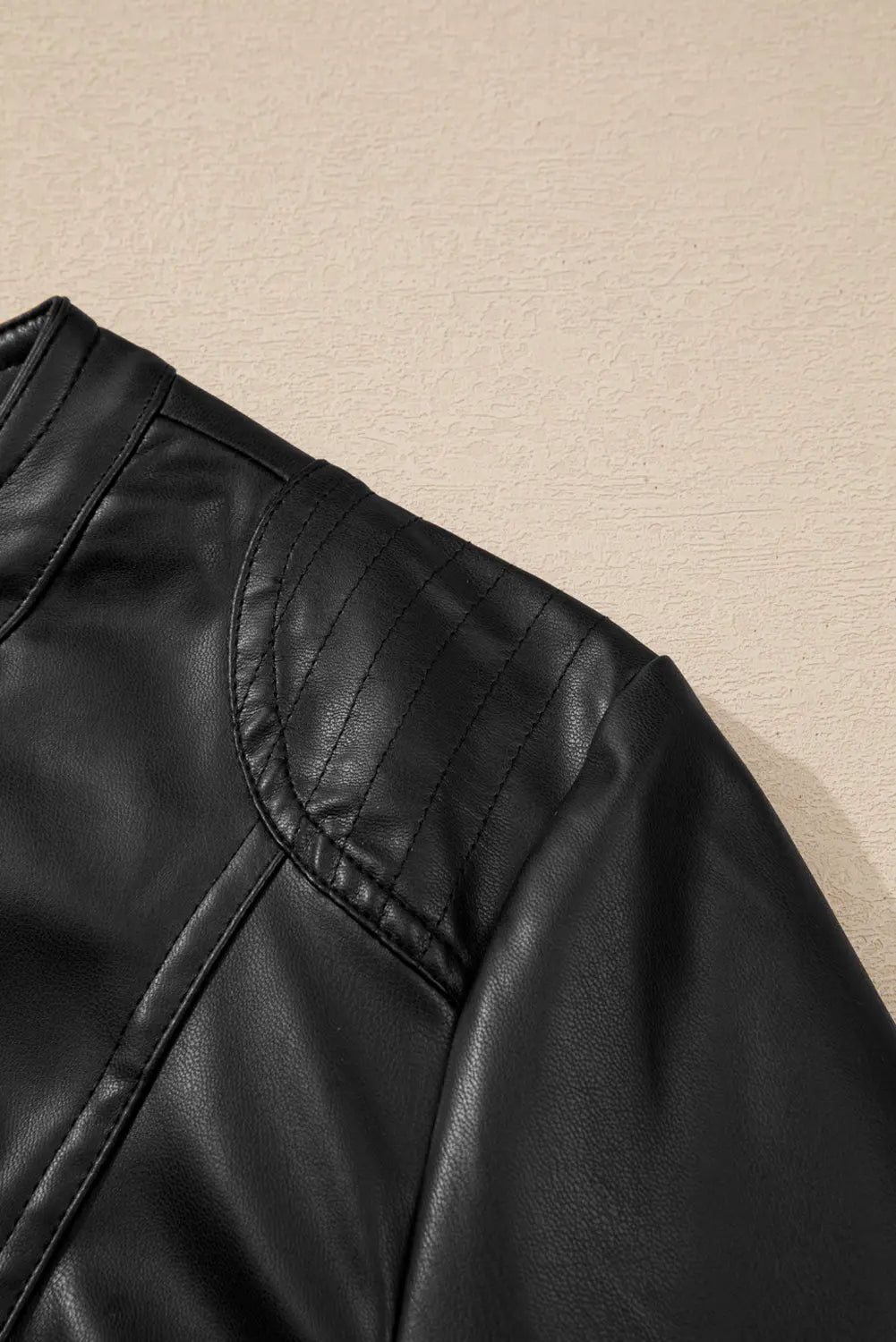 Sage Green Solid Faux Leather Zipper Slim Fit Bomber Jacket - BB Fashion Outlet