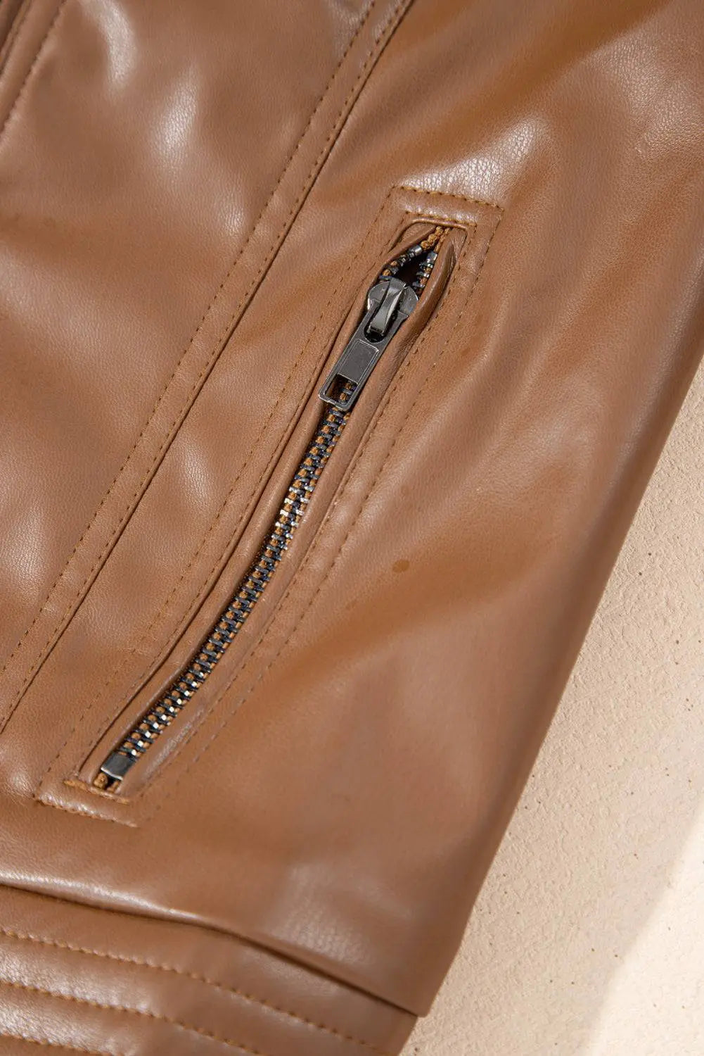 Sage Green Solid Faux Leather Zipper Slim Fit Bomber Jacket - BB Fashion Outlet
