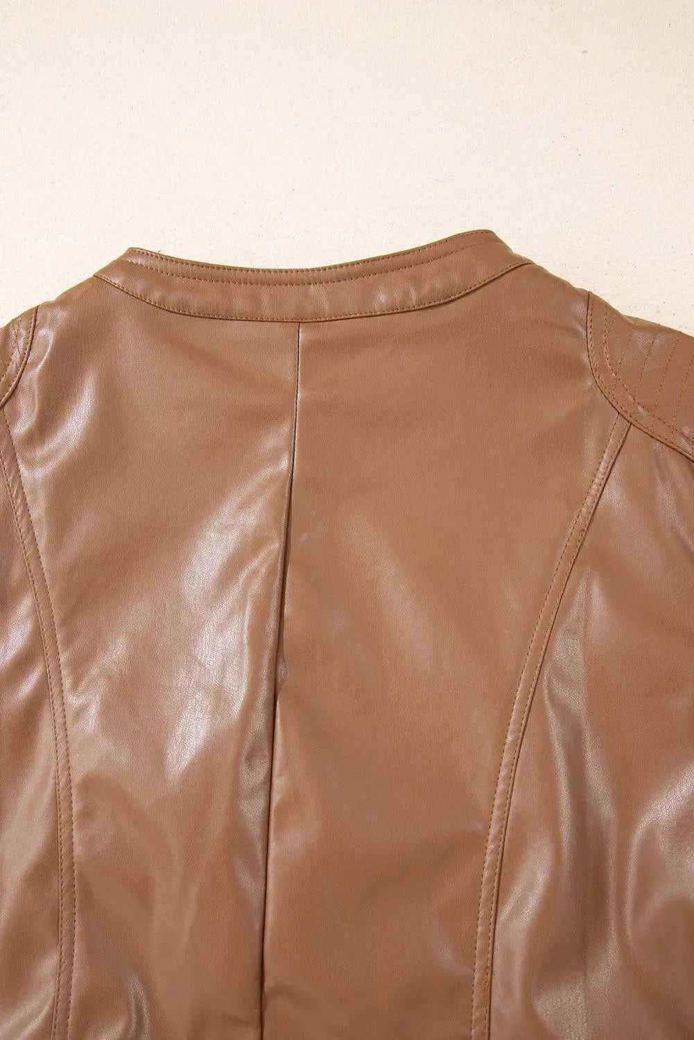 Sage Green Solid Faux Leather Zipper Slim Fit Bomber Jacket - BB Fashion Outlet
