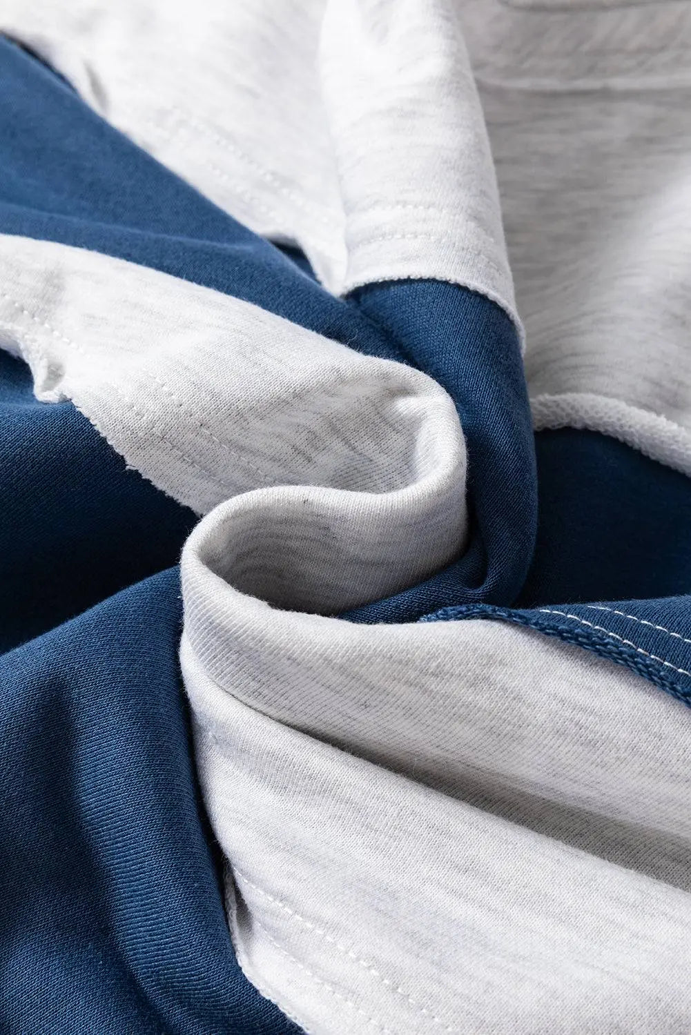 Sail Blue Colourblock Striped Patchwork Raw Seamed Sweatshirt - BB Fashion Outlet